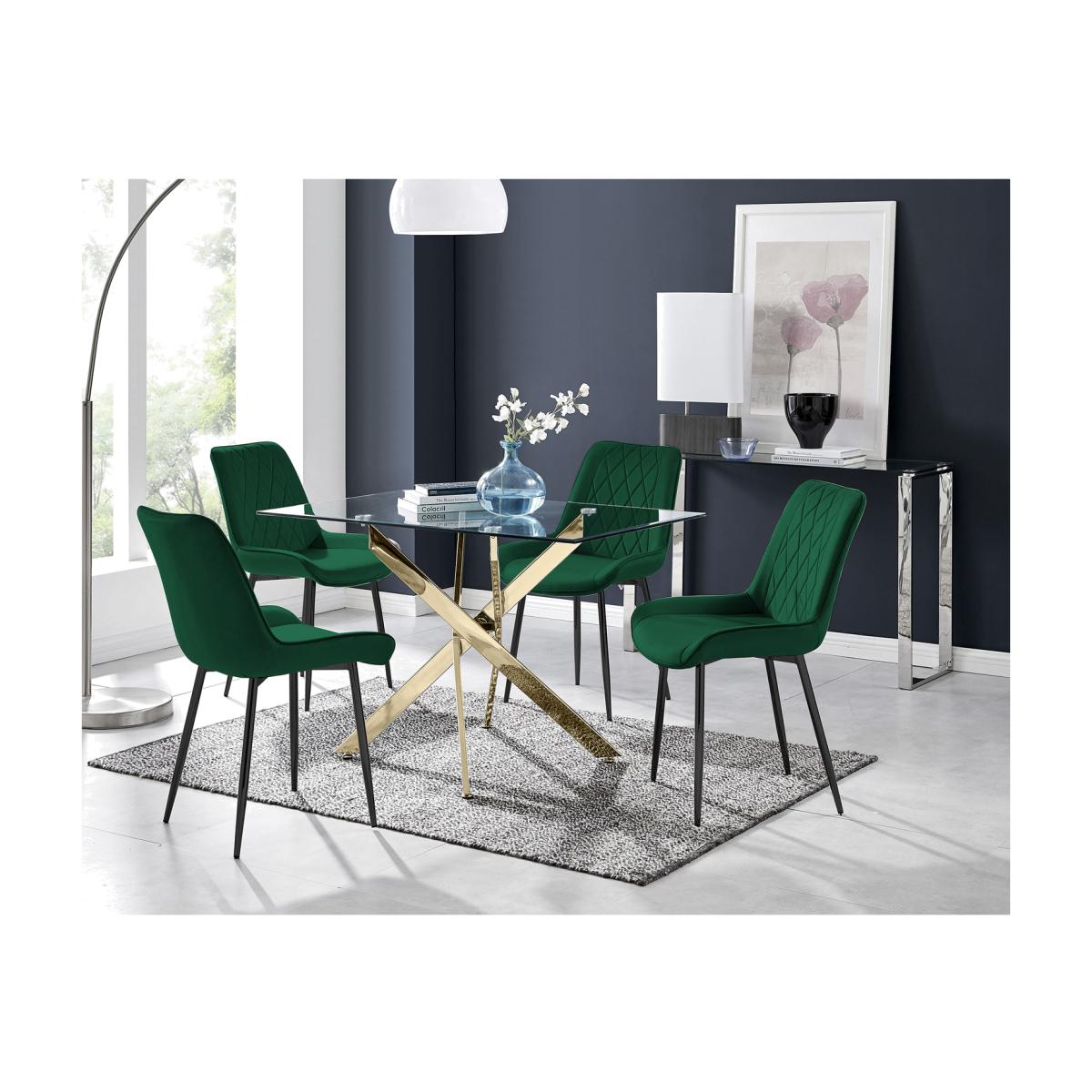 Leonardo Dining Table and 4 Pesaro Black Leg Chairs - Green – image 1