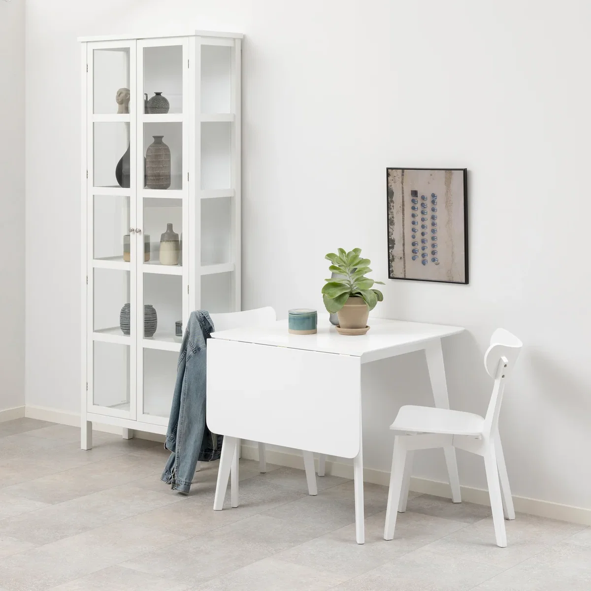 Roxby Square Dining Table in White 120x80cm includes 2 Roxby Dining Chairs in White - White – image 1