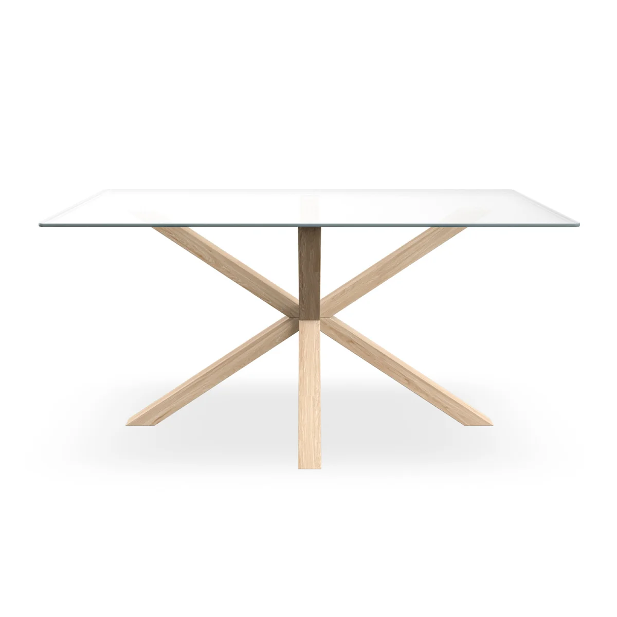 Etta Rectangle Glass Top Dining Table & 4 Myla Linen Chairs - Beige – image 5