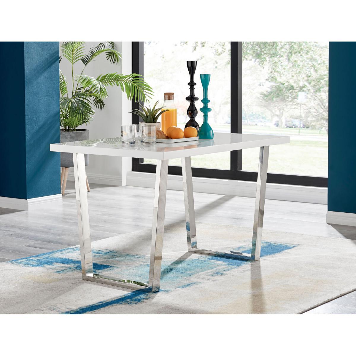 Kylo White High Gloss Dining Table and 4 Isco Chairs - White – image 2