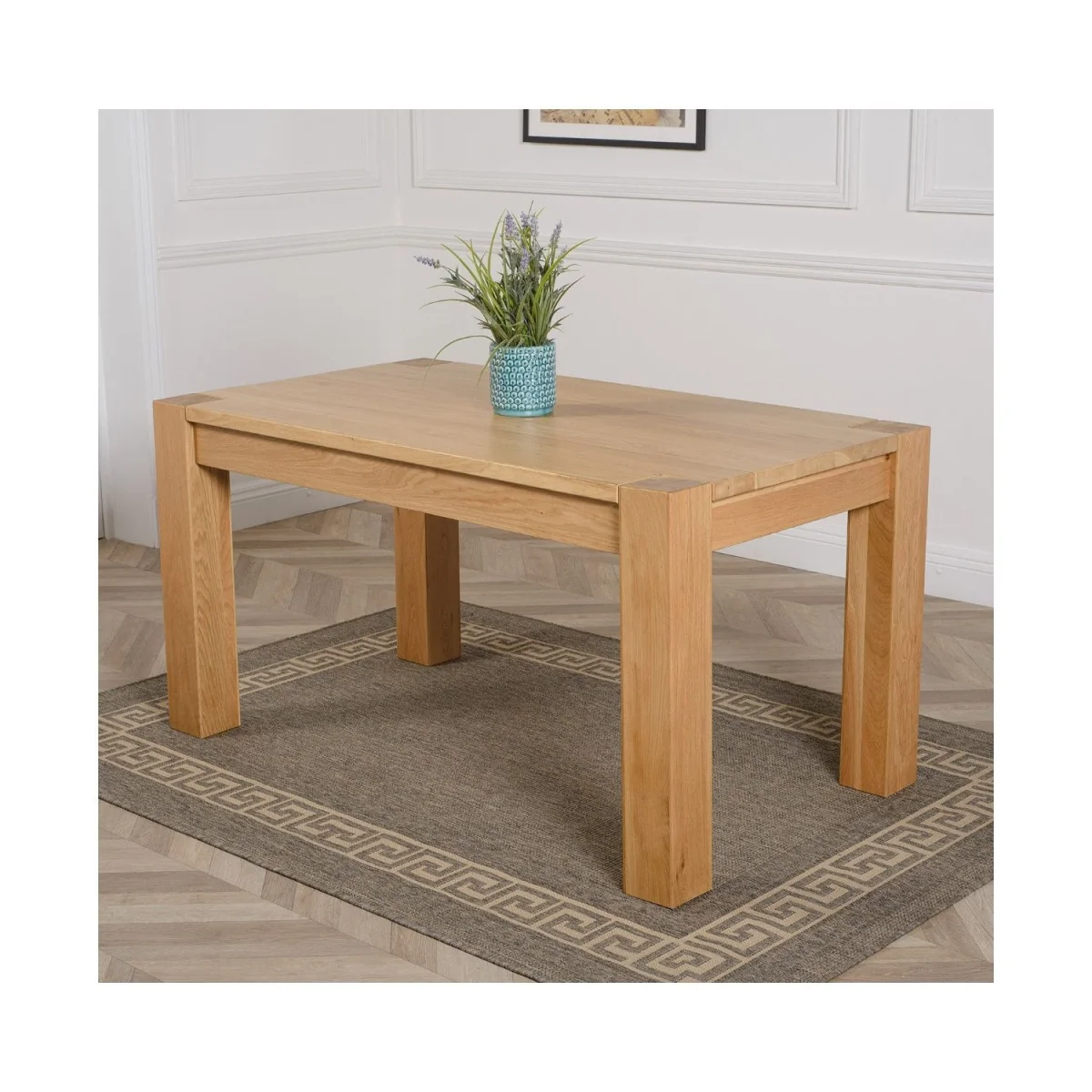 Kuba 150 x 85 cm Medium Oak Dining Table and 6 Washington Leather Chairs - Red – image 8
