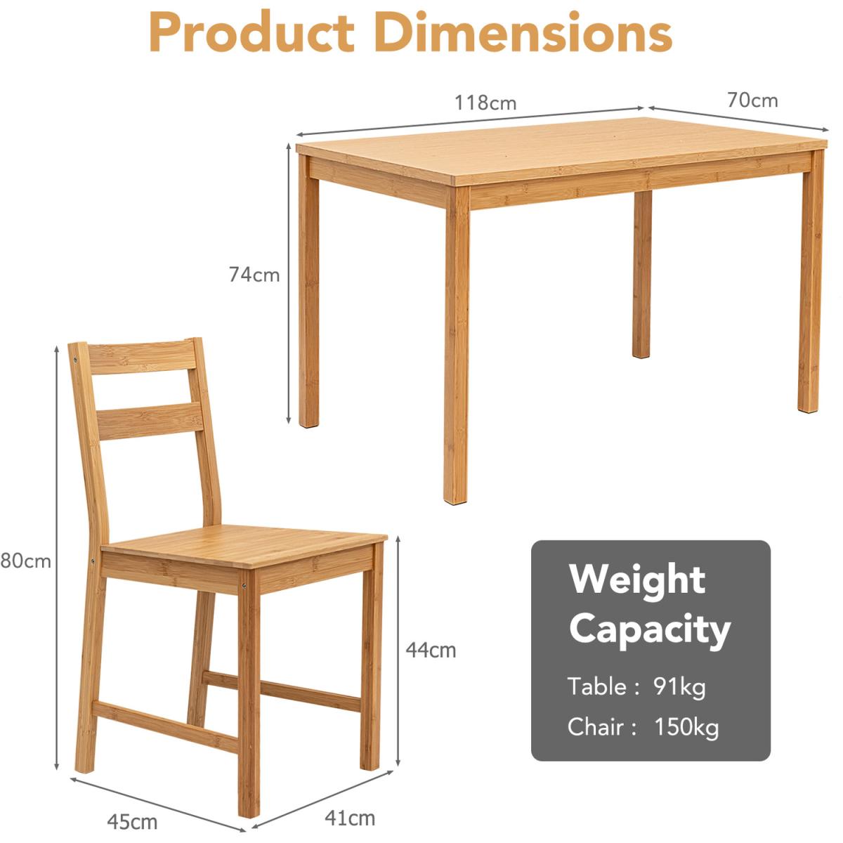 5-Piece Dining Set-Natural - Natural – image 3