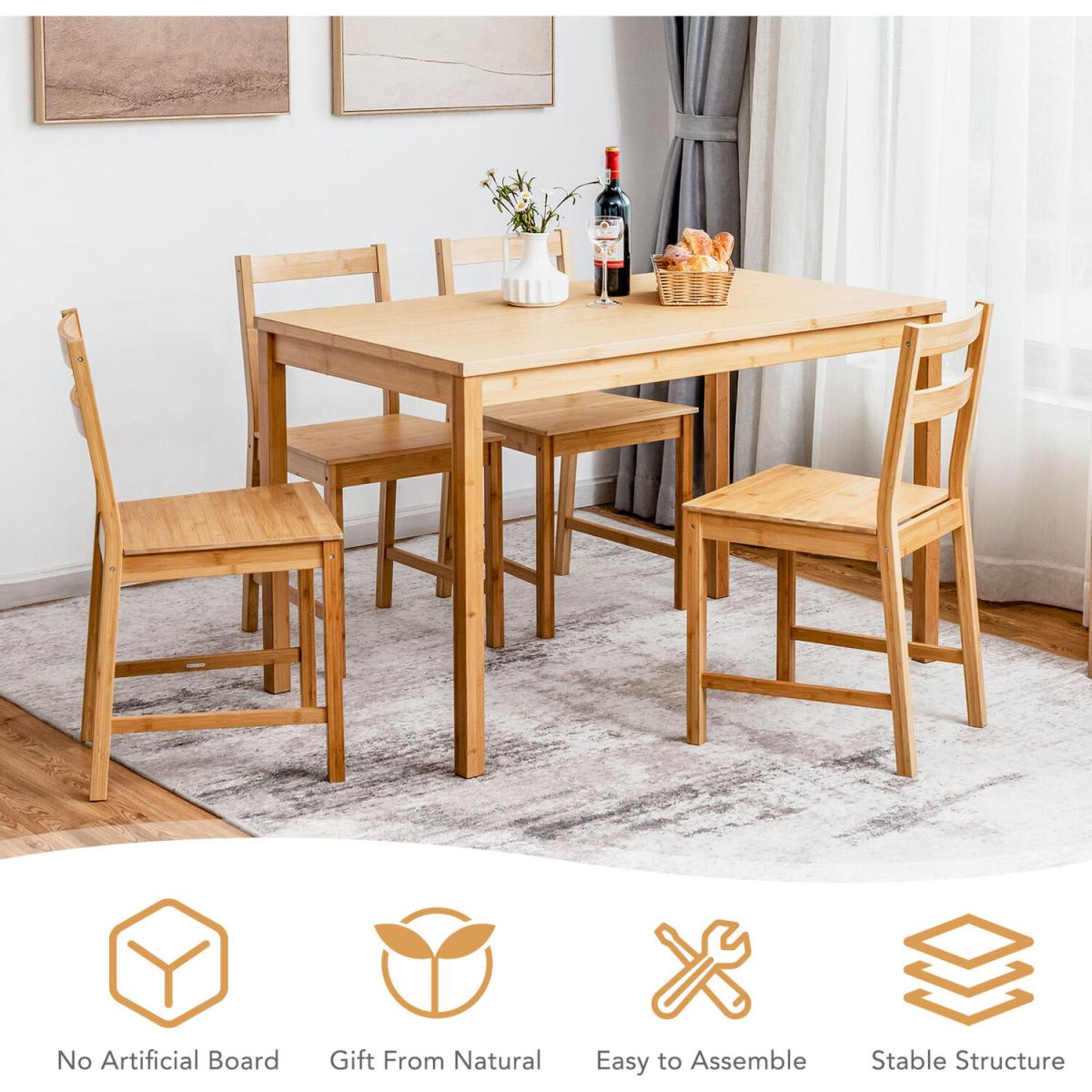 5-Piece Dining Set-Natural - Natural – image 5