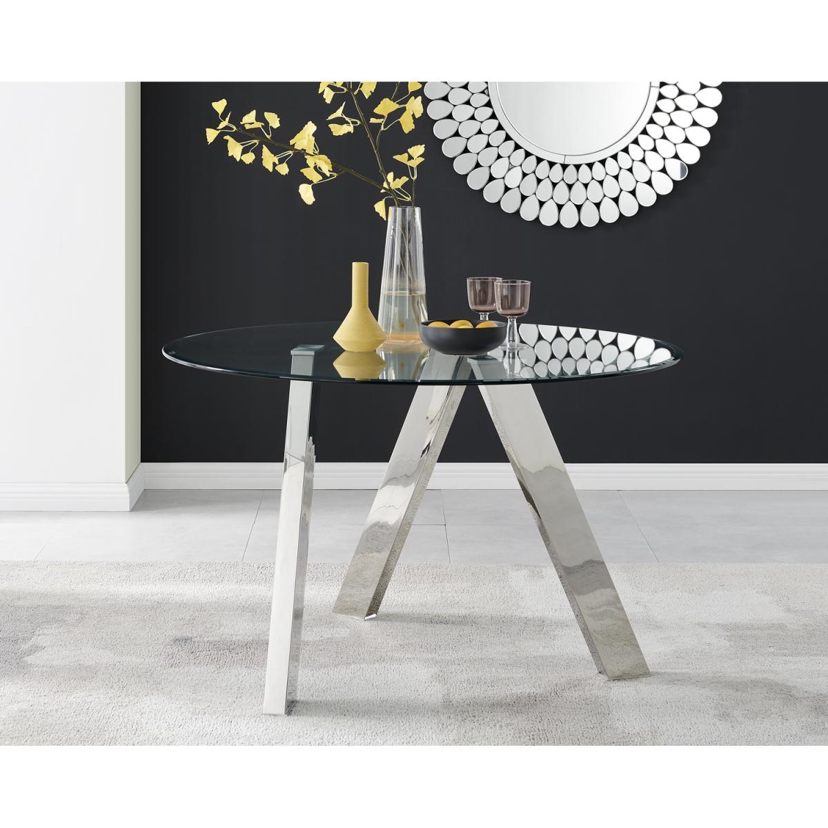 Lugano Round Dining Table and 6 Pesaro Gold Leg Chairs - Green – image 9