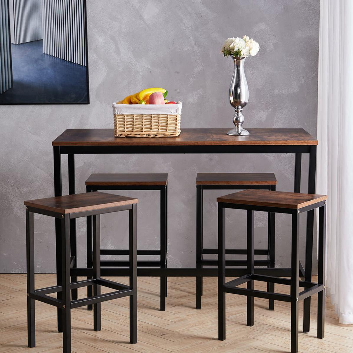 Set of 5pcs Dining Table Set - Brown – image 5
