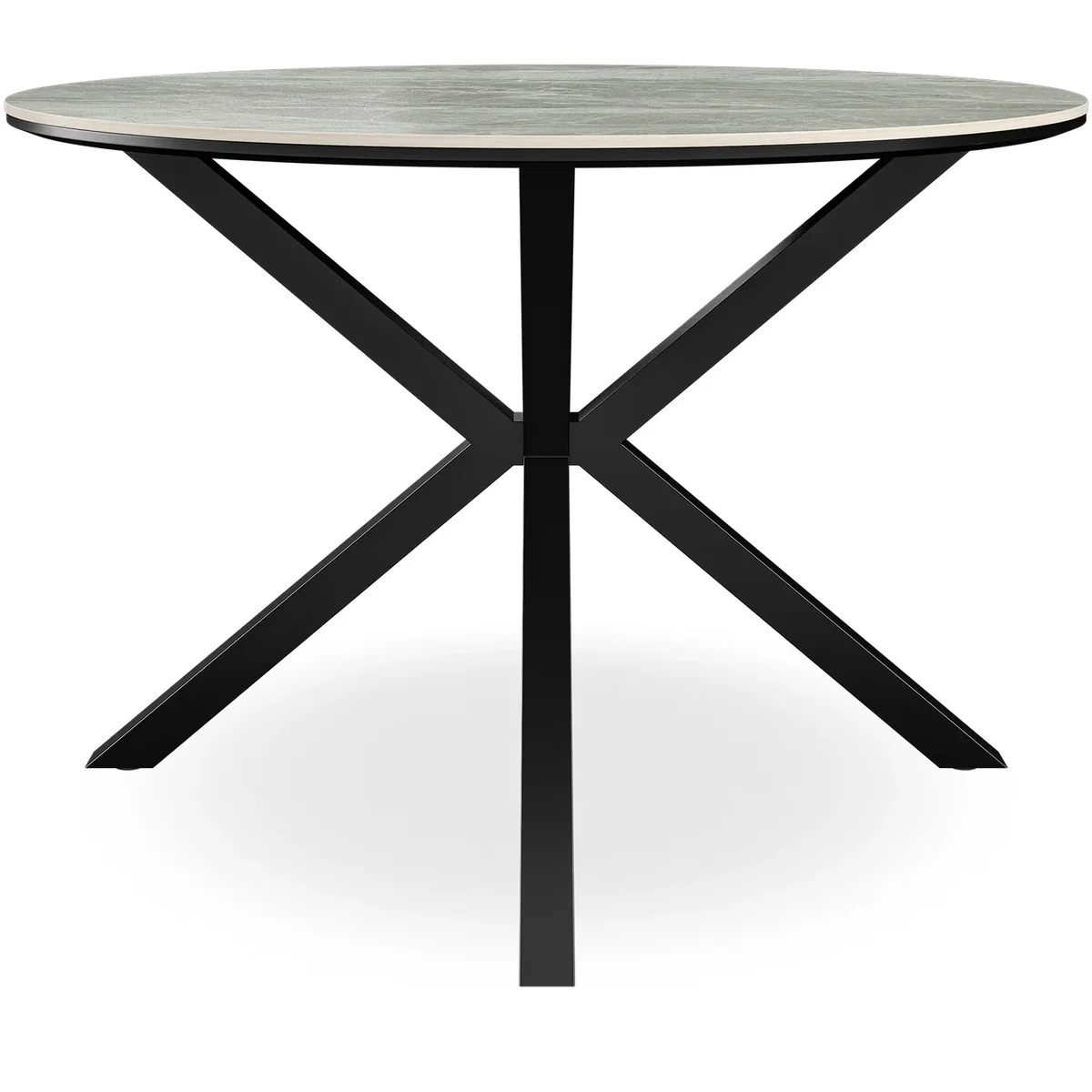 Calne Light Grey Ceramic Round Dining Table With 4 Anika Velvet Chairs - Black – image 3