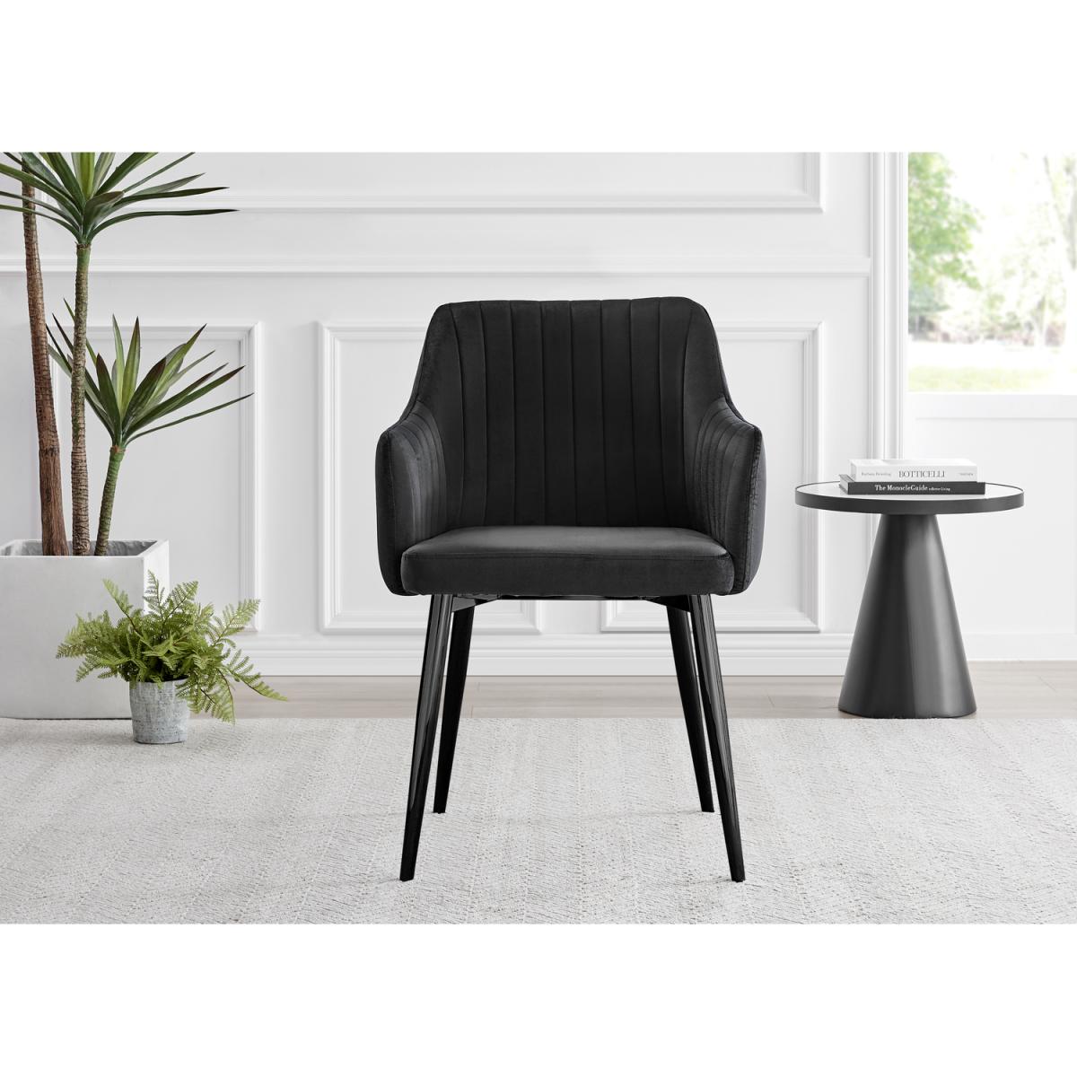 Anders Dark Walnut Wood Dining Table and 4 Calla Black Leg Chairs - Black – image 2