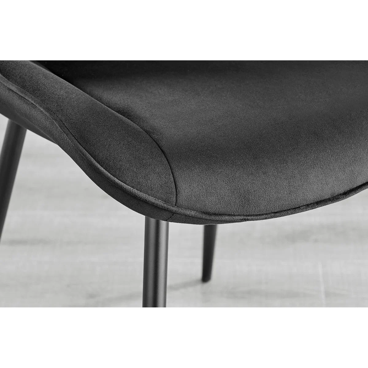 Lira 100cm Grey Metal Extending Dining Table 4 Pesaro Black Leg Chairs - Mustard – image 37