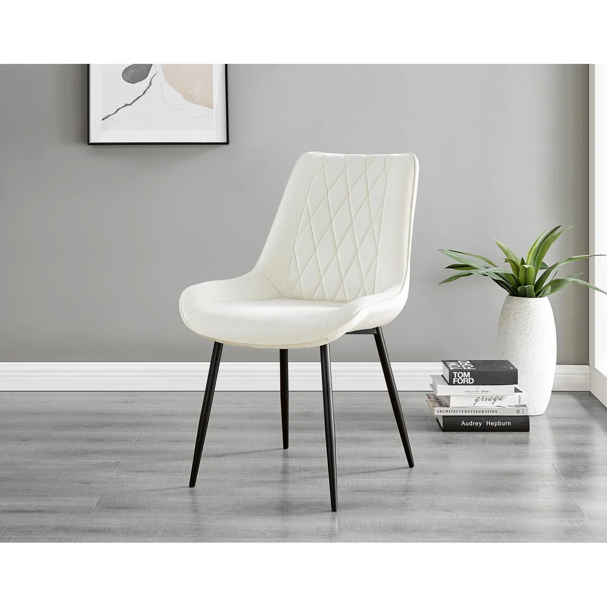 Lira 100cm Grey Metal Extending Dining Table 4 Pesaro Black Leg Chairs - Mustard – image 39