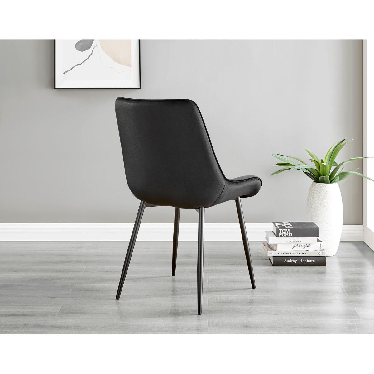 Novara Grey Concrete Black Leg 120cm Dining Table 6 Pesaro Black Leg Chairs - Black – image 3