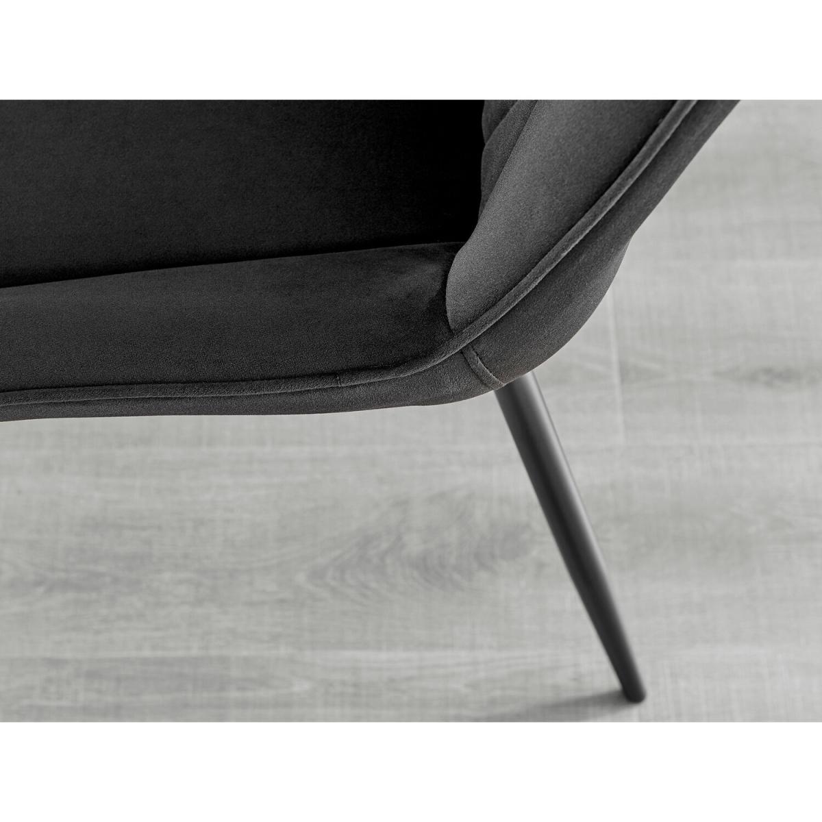 Novara Grey Concrete Black Leg 120cm Dining Table 6 Pesaro Black Leg Chairs - Black – image 5