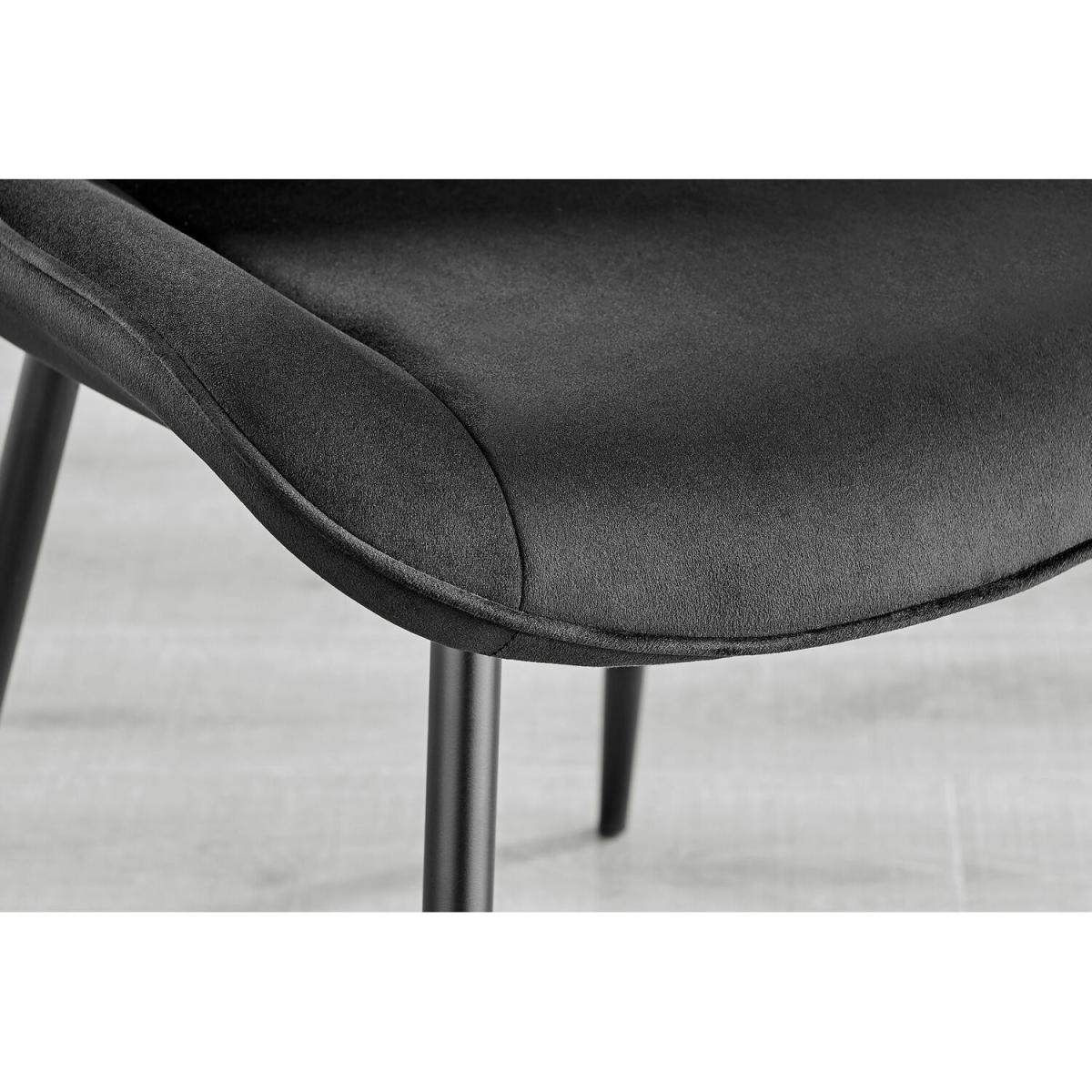 Novara Grey Concrete Black Leg 120cm Dining Table 6 Pesaro Black Leg Chairs - Black – image 8
