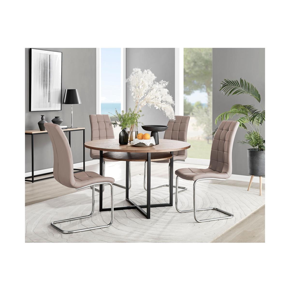 Adley Brown Wood Storage Dining Table and 4 Murano Chairs - Cappuccino – image 1