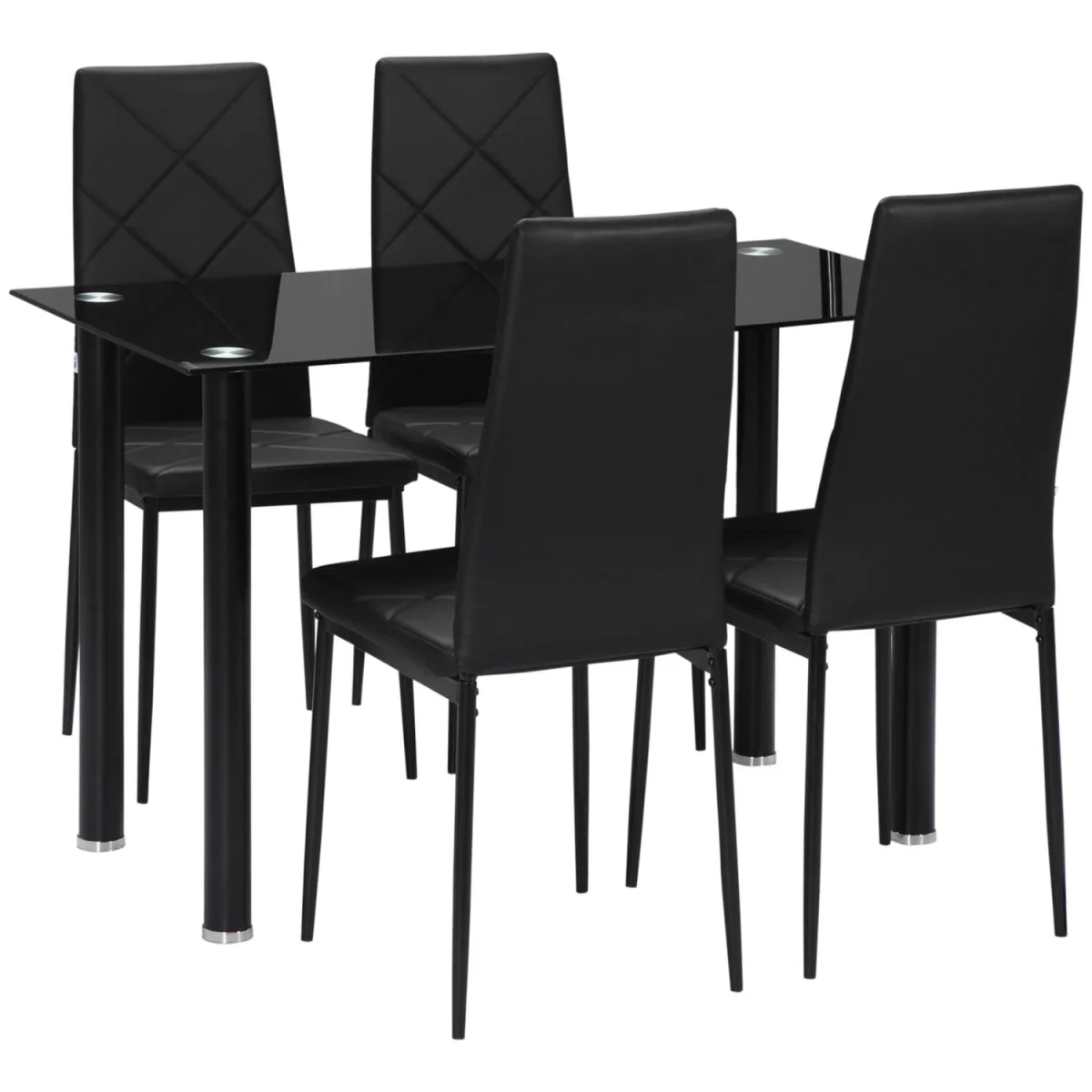 Zinelalo Black Modern 5-Piece Dining Table Set for 4 – image 3