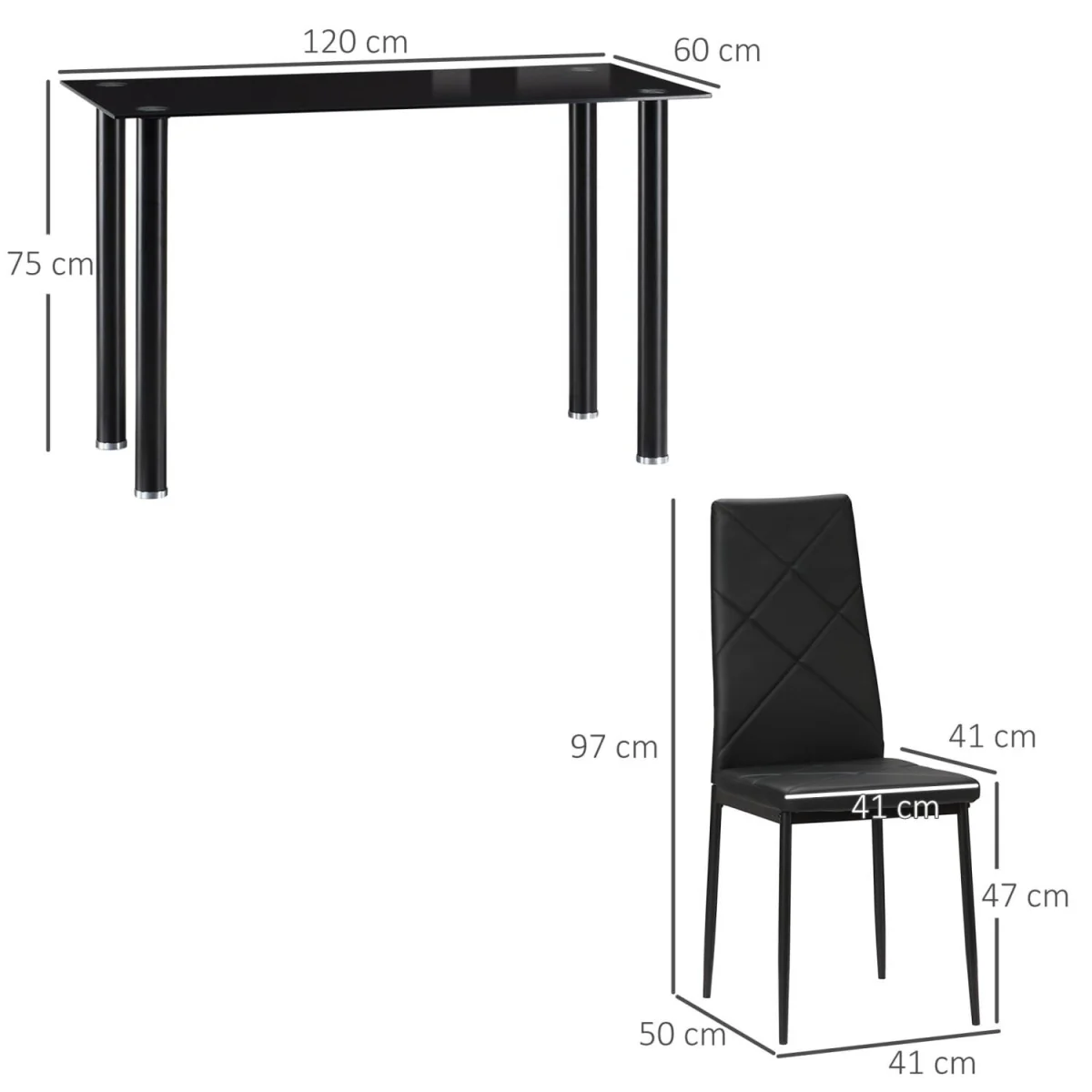 Zinelalo Black Modern 5-Piece Dining Table Set for 4 – image 5