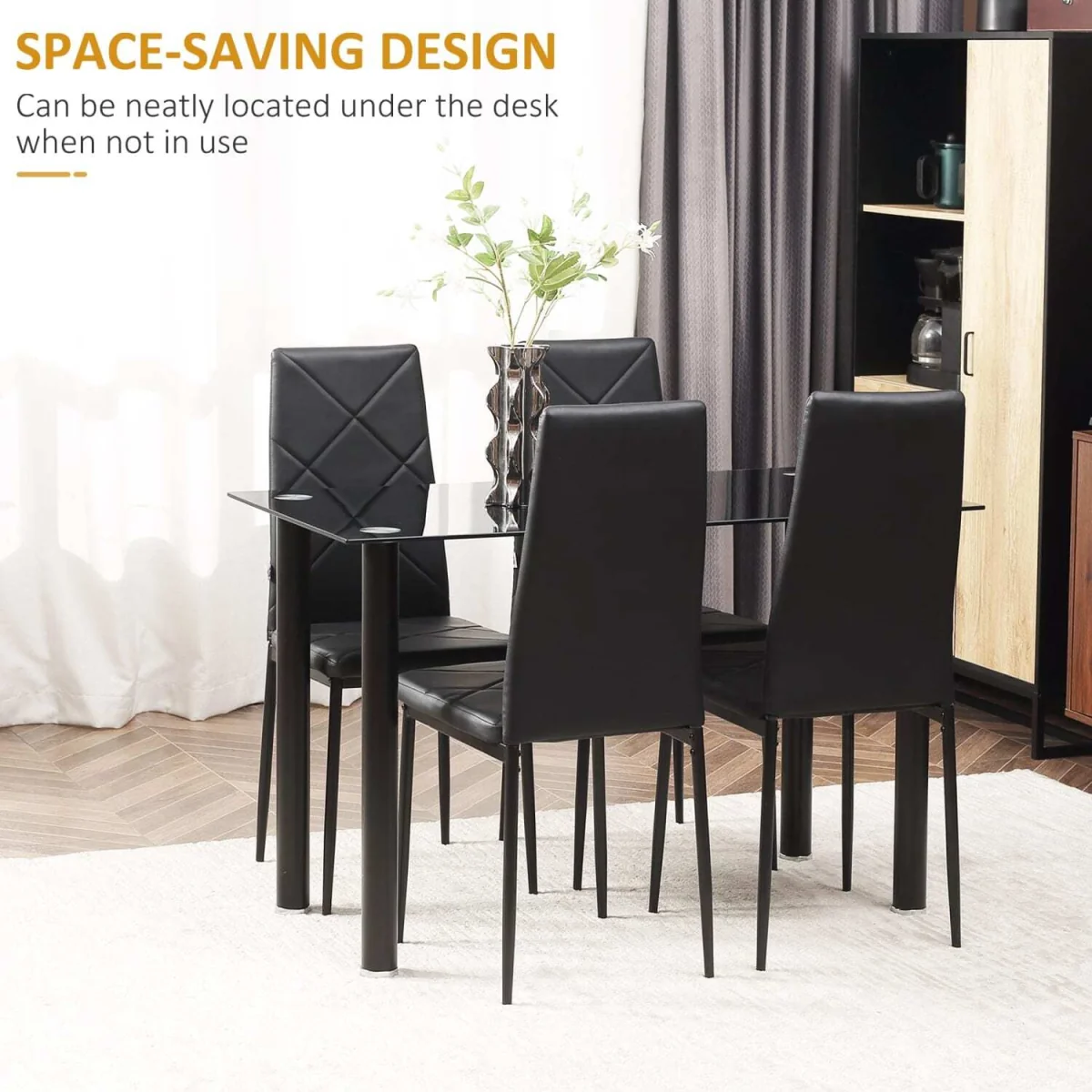 Zinelalo Black Modern 5-Piece Dining Table Set for 4 – image 8