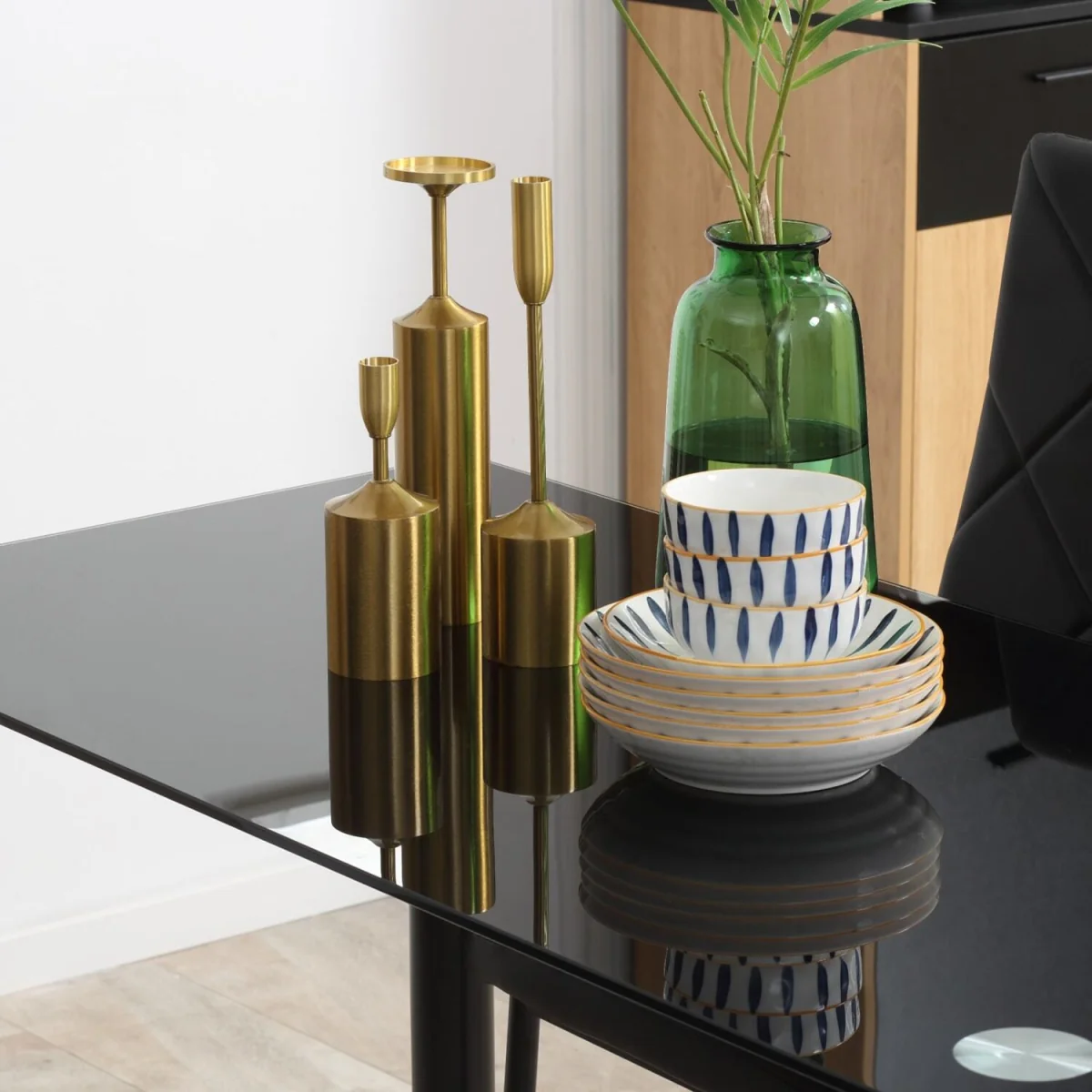 Zinelalo Black Modern 5-Piece Dining Table Set for 4 – image 10