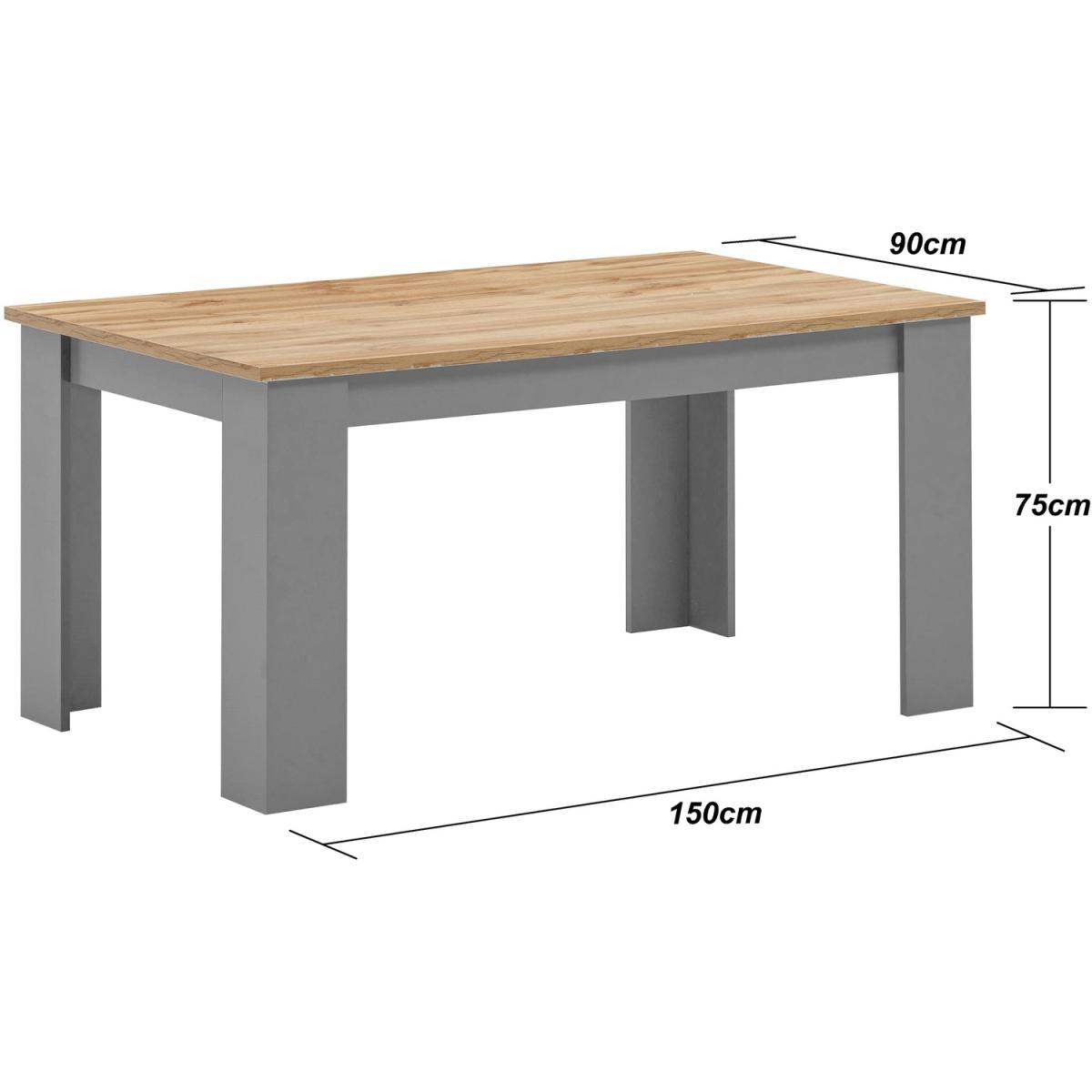 Lisbon Grey 150cm Dining Table and Bench Set Seat Kitchen - Grey – image 3