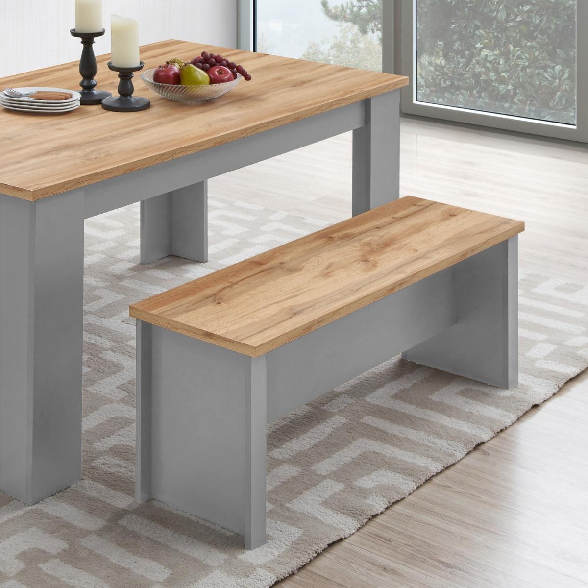 Lisbon Grey 150cm Dining Table and Bench Set Seat Kitchen - Grey – image 5