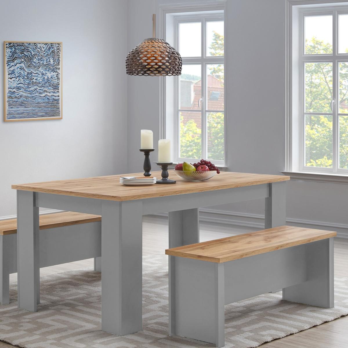 Lisbon Grey 150cm Dining Table and Bench Set Seat Kitchen - Grey – image 6