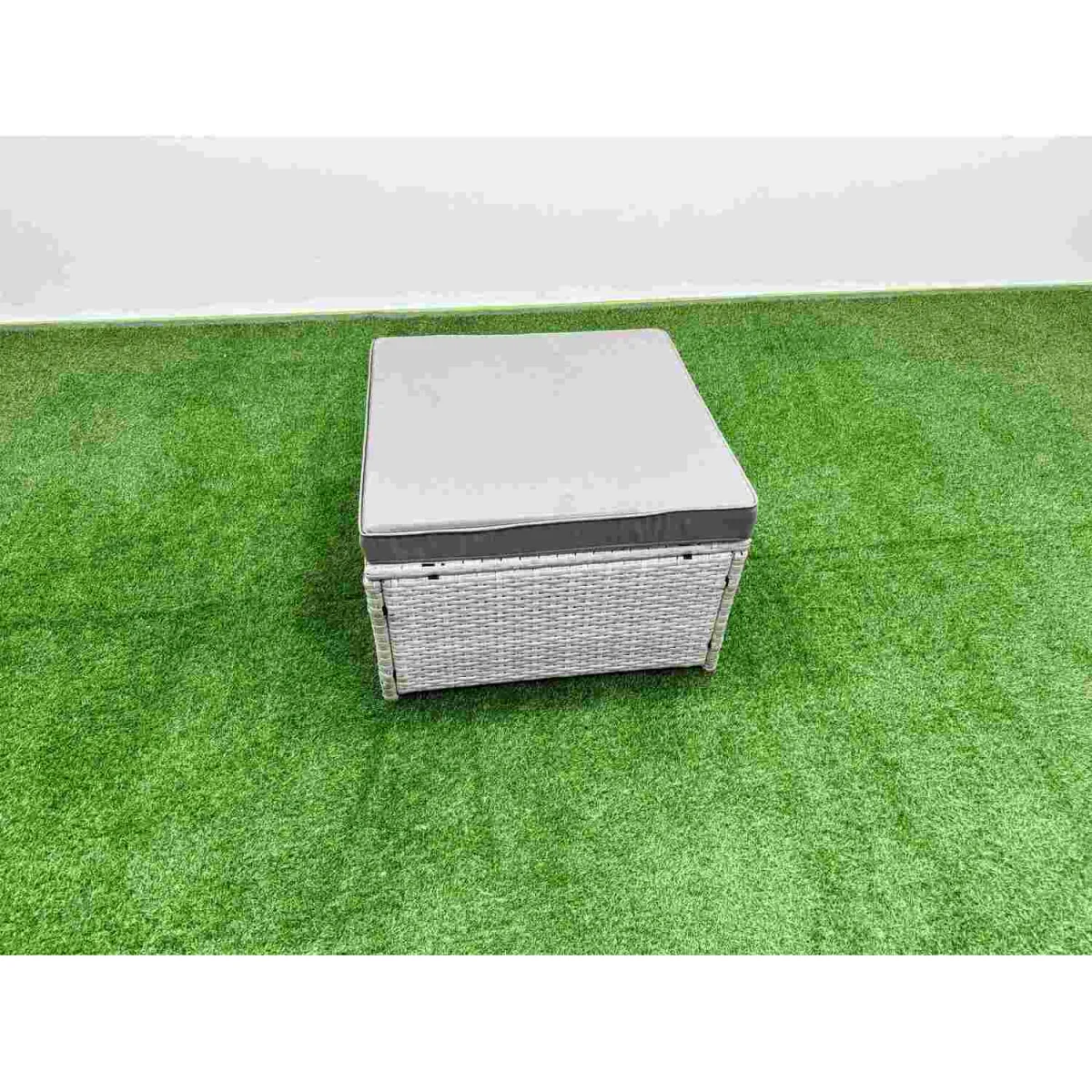 Fimous 6-PC Rising Rattan Dining Set - 3-Seater Sofa, Big and Small Footstools, Light Grey - Light Grey – image 4