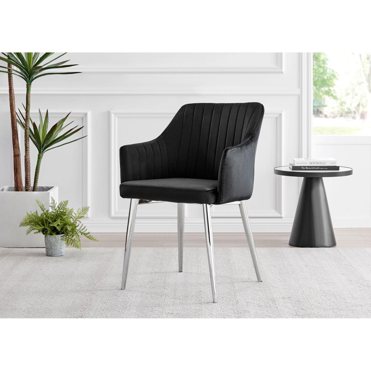 Novara White High Gloss 120cm Dining Table  6 Calla Silver Leg Chairs - Black – image 7