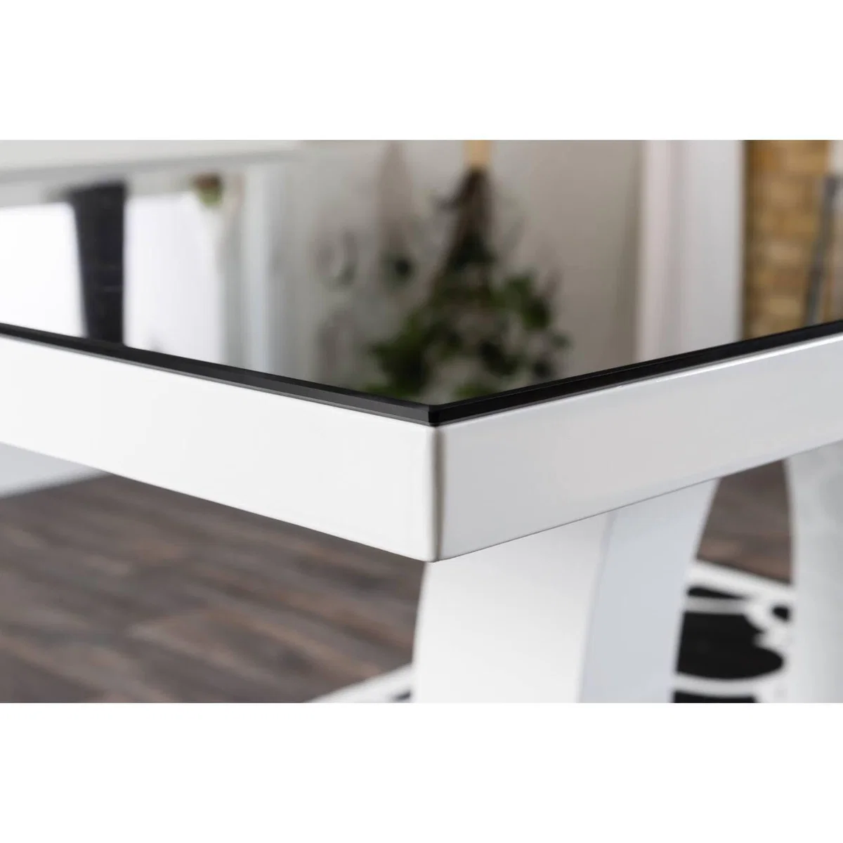 Giovani 6 Black Dining Table 6 Pesaro Black Leg Chairs - Blue – image 7