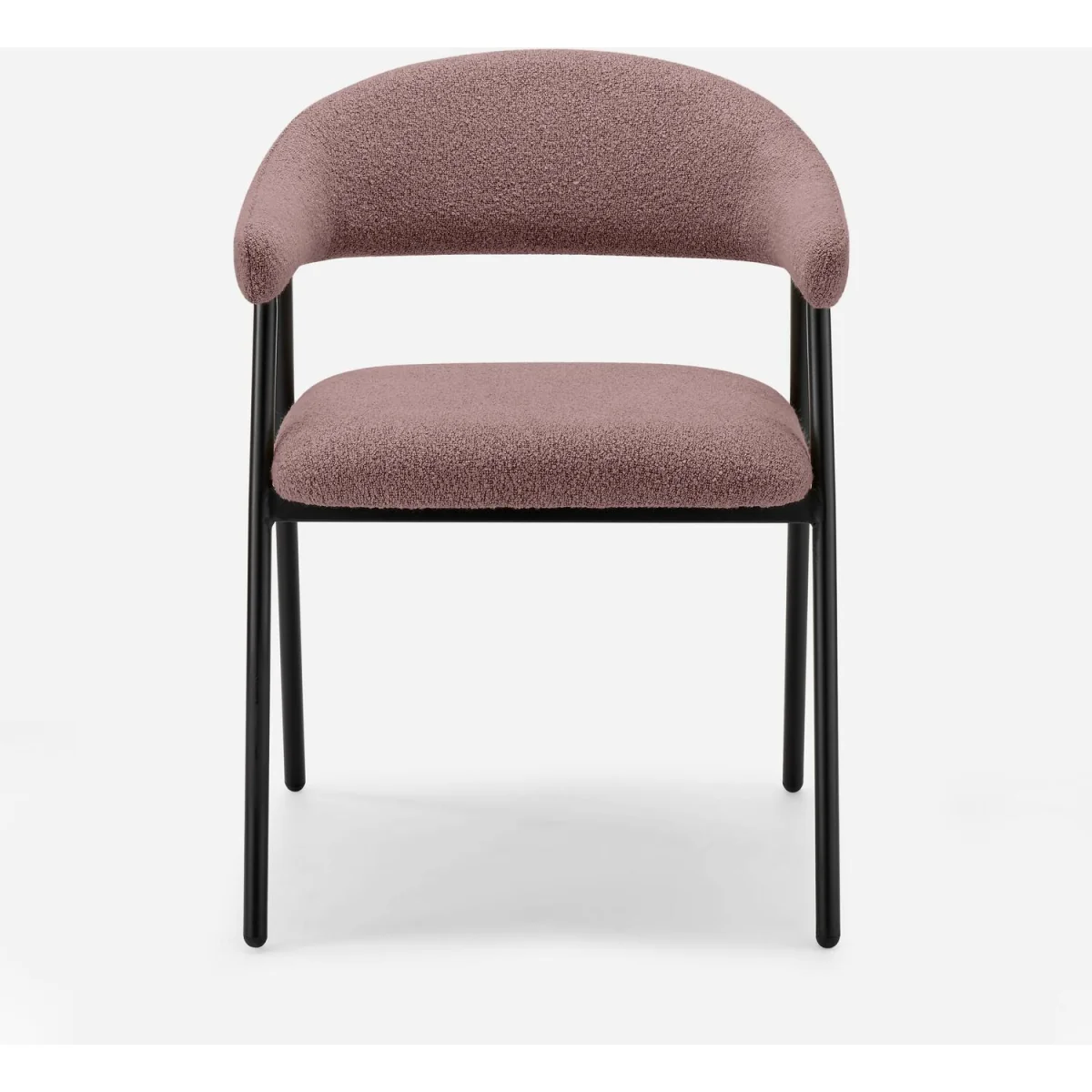 Adley Round Grey Concrete Effect Dining Table 4 Delos Chairs - Dusty Pink – image 2