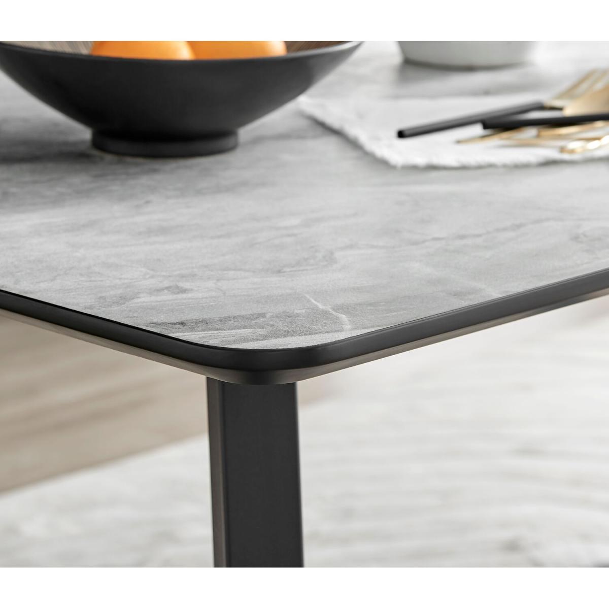 Carson White Marble Effect Dining Table and 6 Pesaro Silver Chairs - Navy – image 4