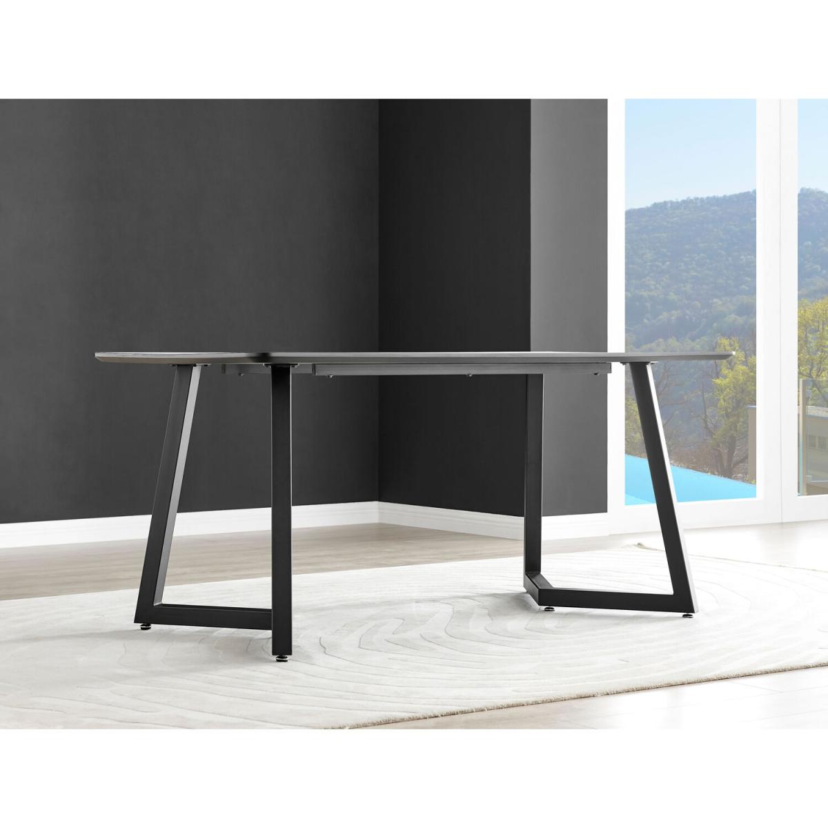 Carson White Marble Effect Dining Table and 6 Pesaro Silver Chairs - Navy – image 7
