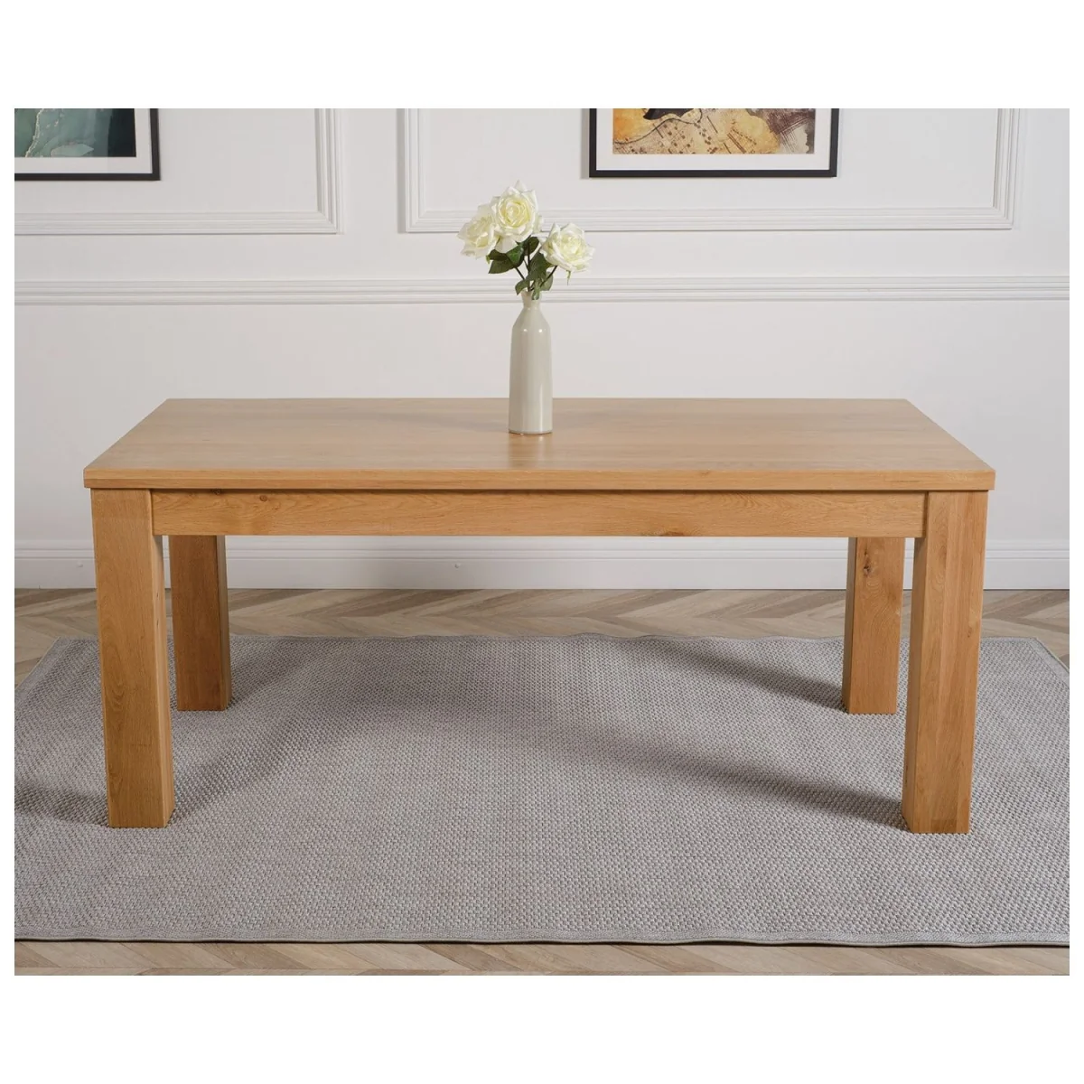 Dakot 182 x 92cm Oak Dining Table and 6 Berkeley Brown Leather Chairs - Brown – image 7