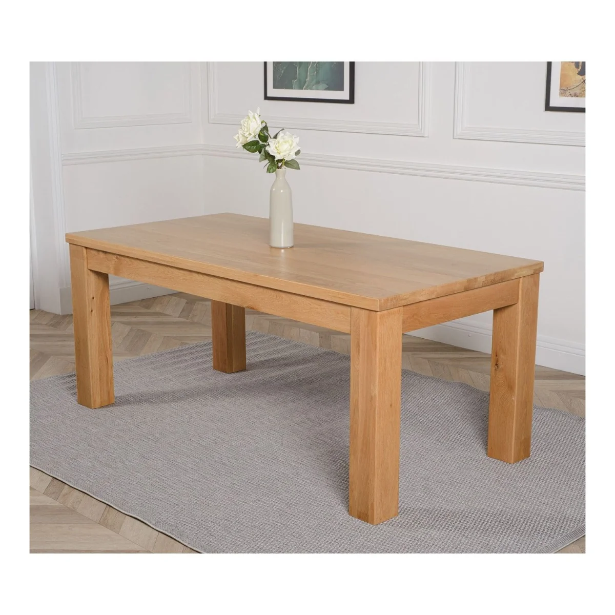 Dakot 182 x 92cm Oak Dining Table and 6 Berkeley Brown Leather Chairs - Brown – image 8