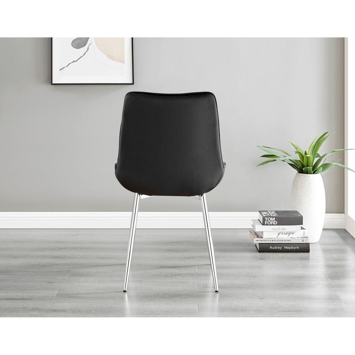 Malmo Glass and Black Leg Dining Table and 4 Pesaro Silver Chairs - Black – image 2