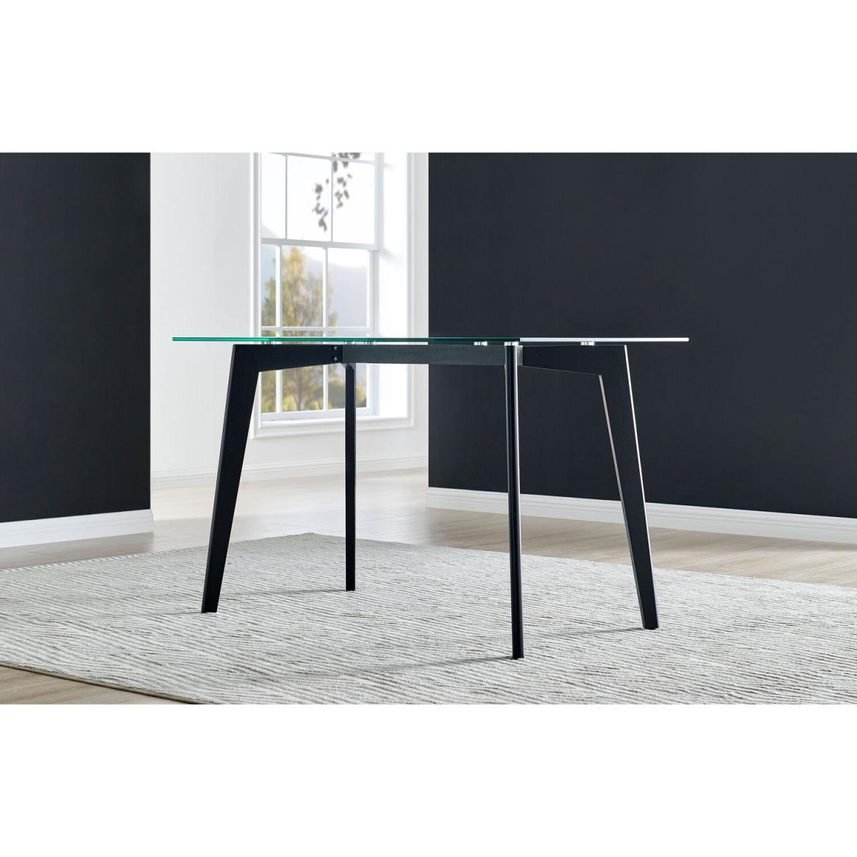 Malmo Glass and Black Leg Dining Table and 4 Pesaro Silver Chairs - Black – image 11