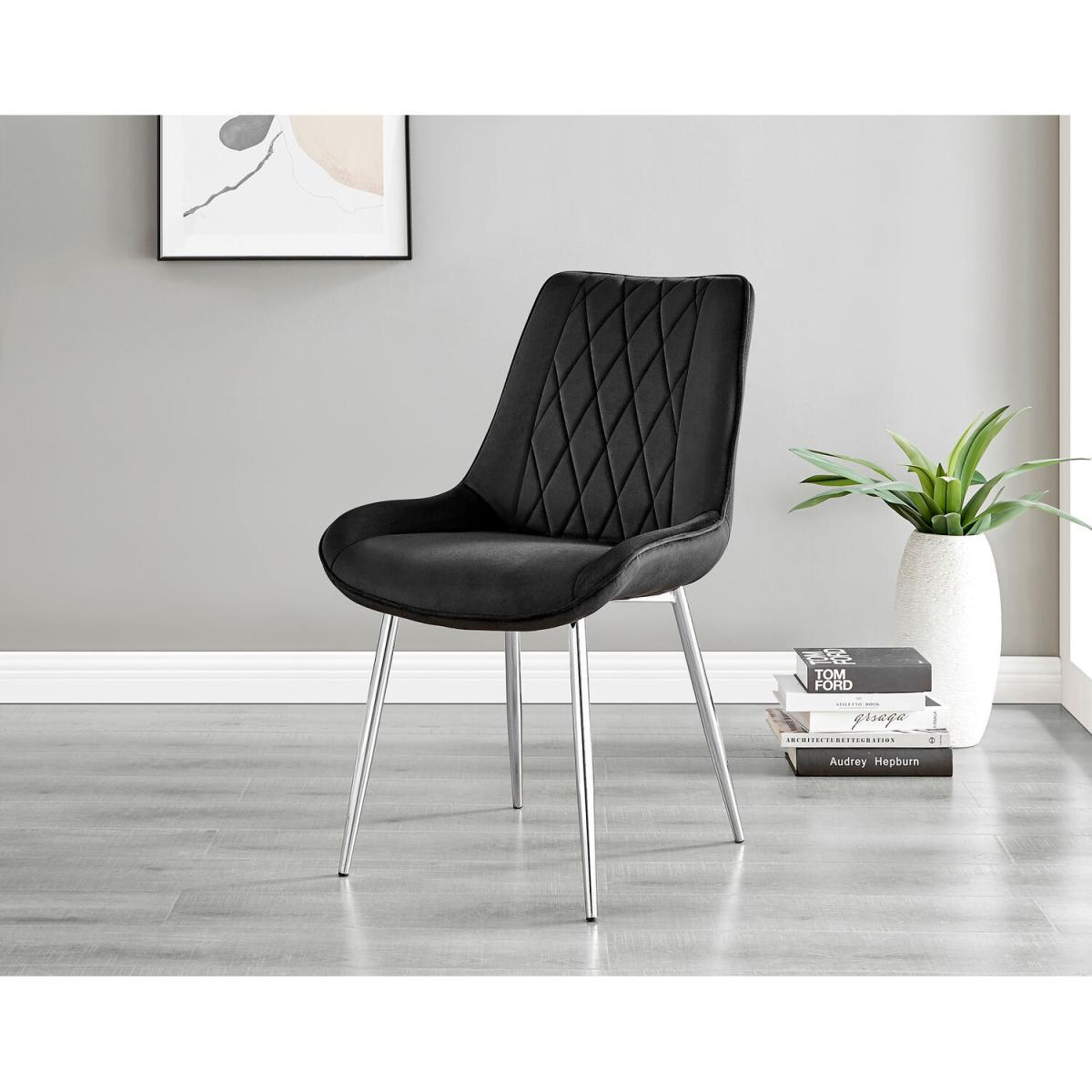 Malmo Glass and Black Leg Dining Table and 4 Pesaro Silver Chairs - Black – image 12