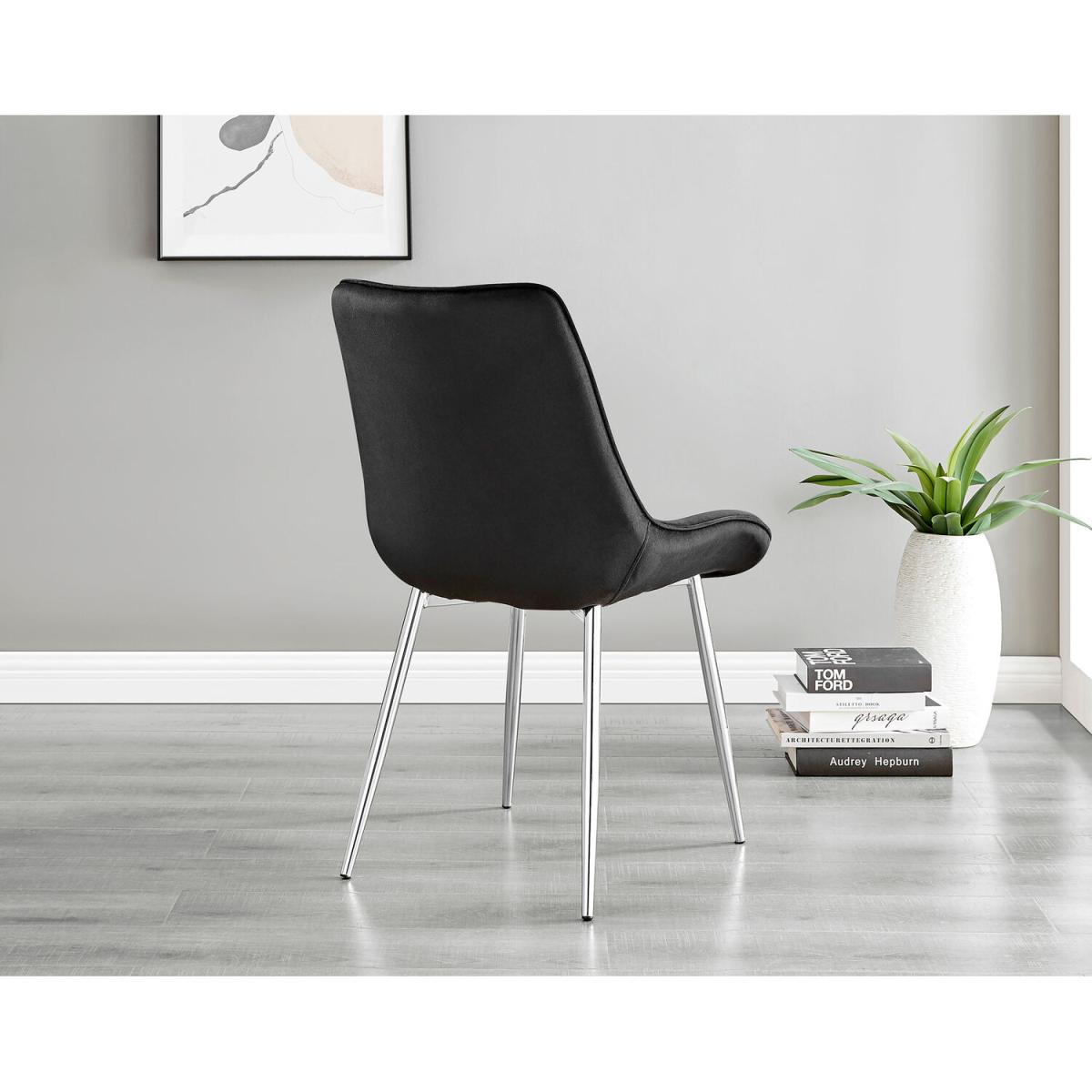 Malmo Glass and Black Leg Dining Table and 4 Pesaro Silver Chairs - Black – image 3