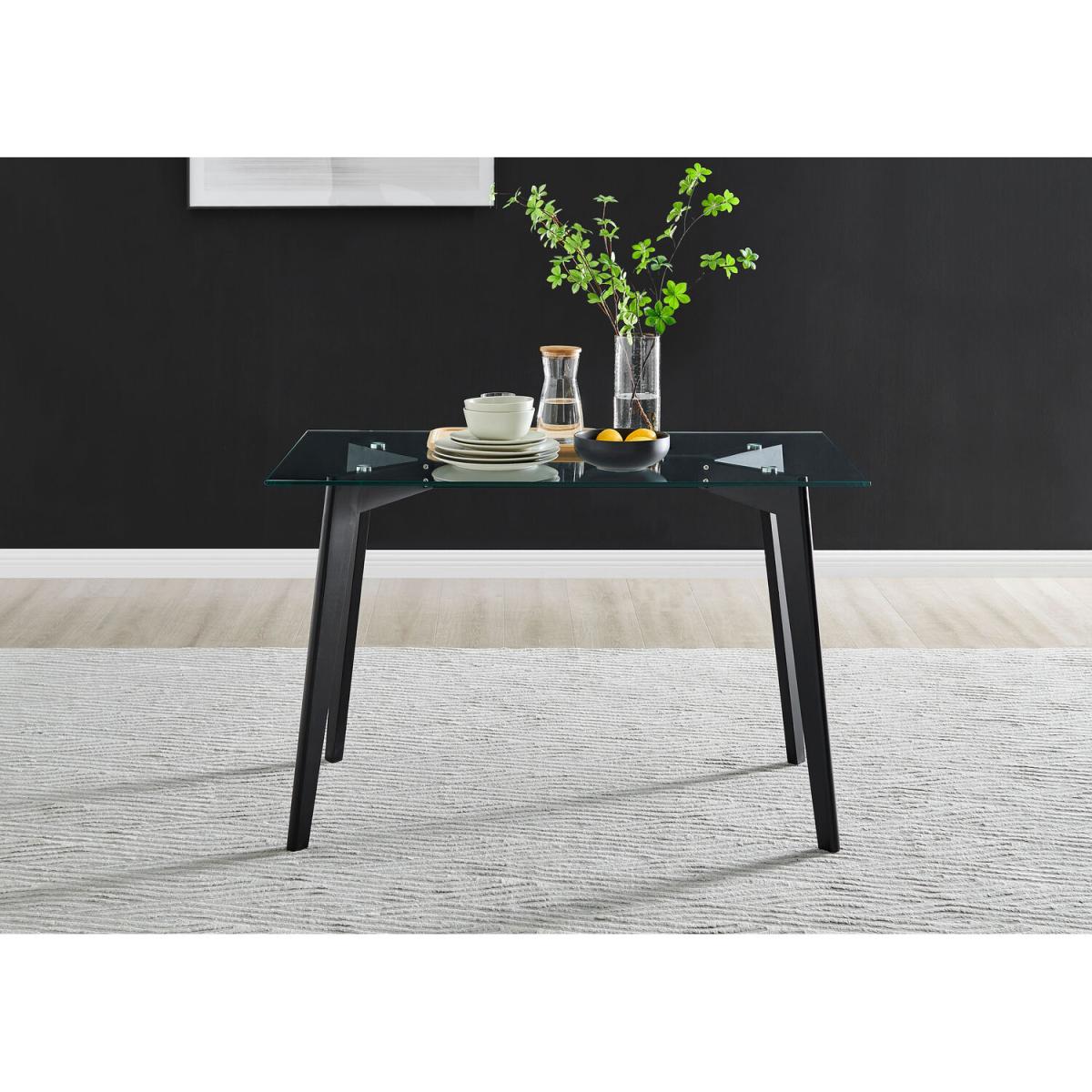 Malmo Glass and Black Leg Dining Table and 4 Pesaro Silver Chairs - Black – image 5