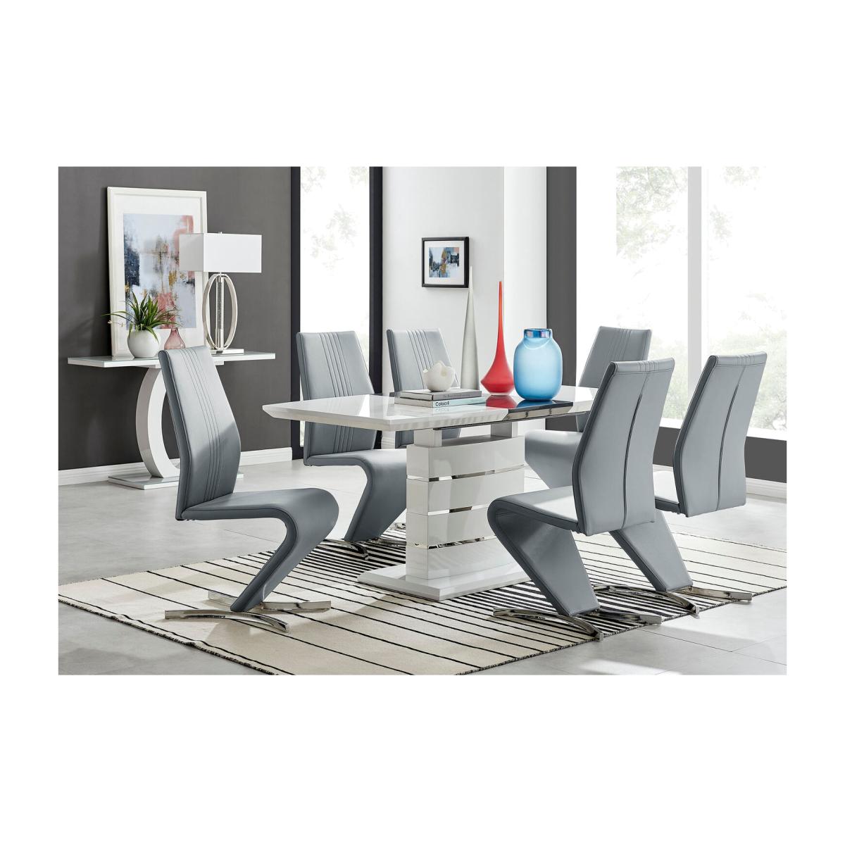 Renato 120cm High Gloss Extending Kitchen Dining Table and 6 Willow Chairs - Grey
