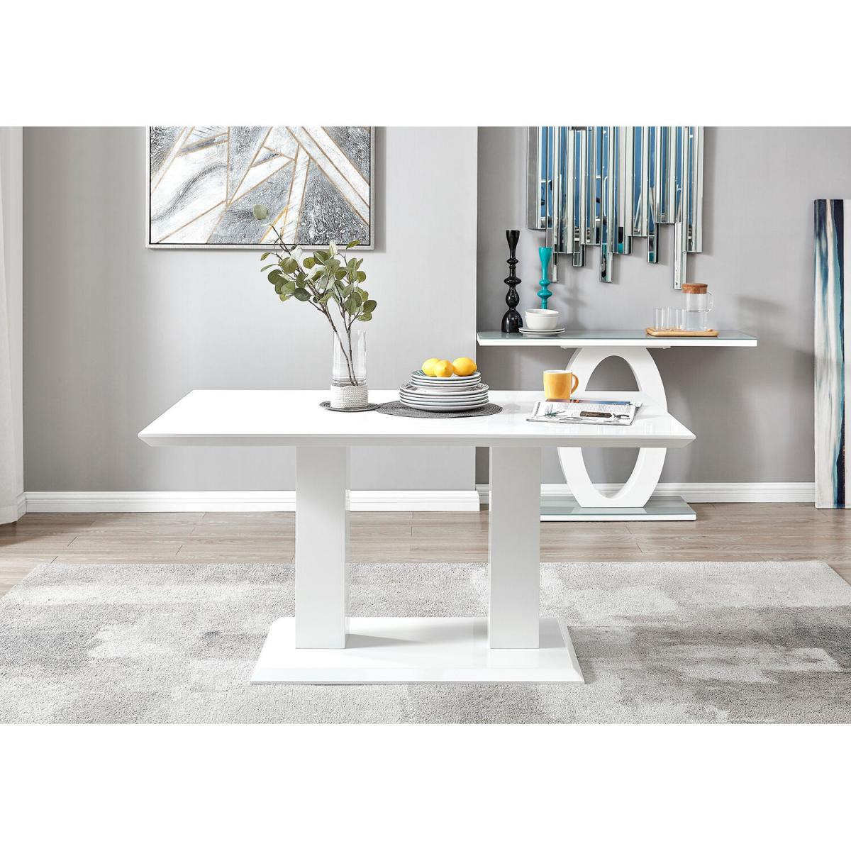 Imperia White High Gloss Dining Table and 6 Corona Gold Leg Chairs Set - Black – image 13