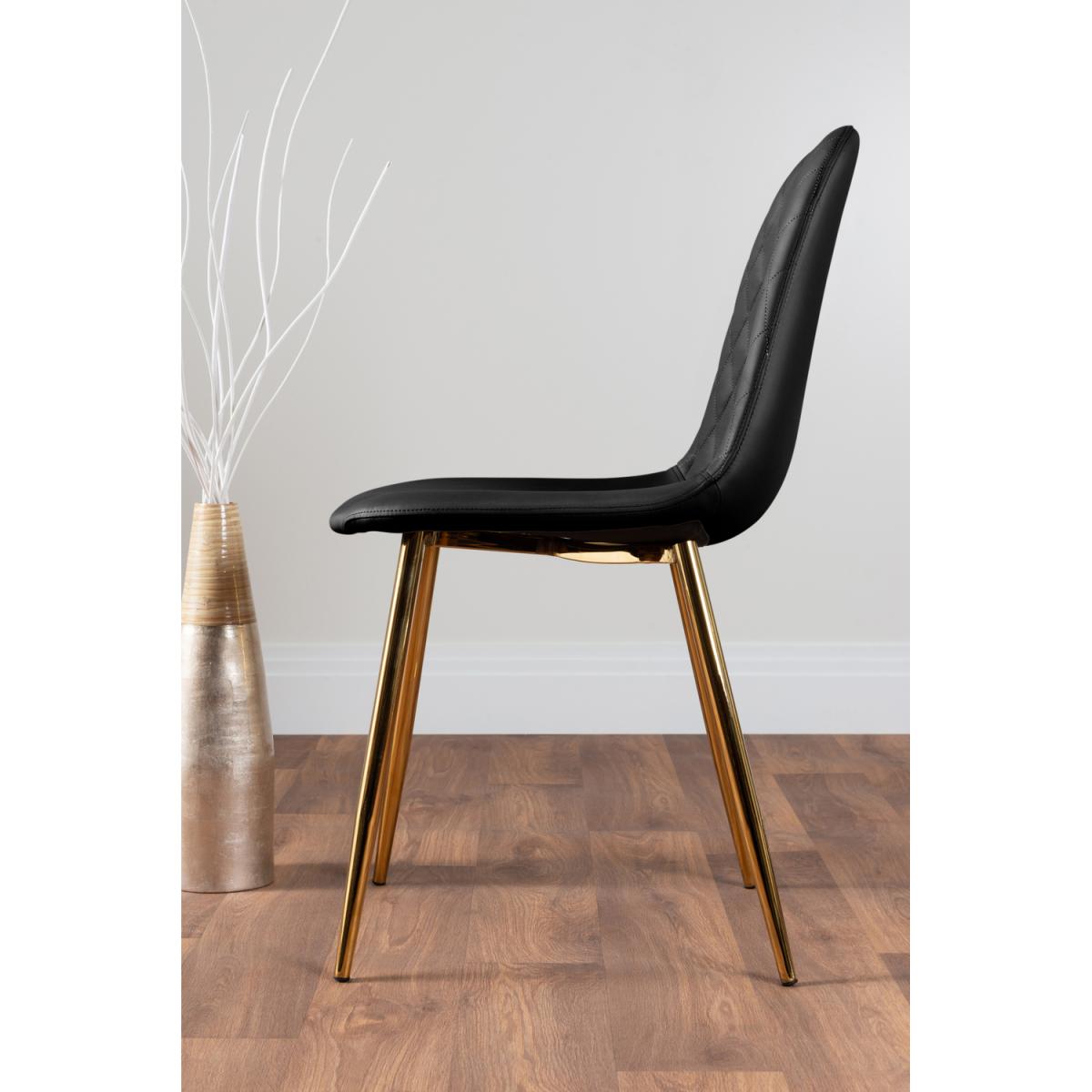Imperia White High Gloss Dining Table and 6 Corona Gold Leg Chairs Set - Black – image 8
