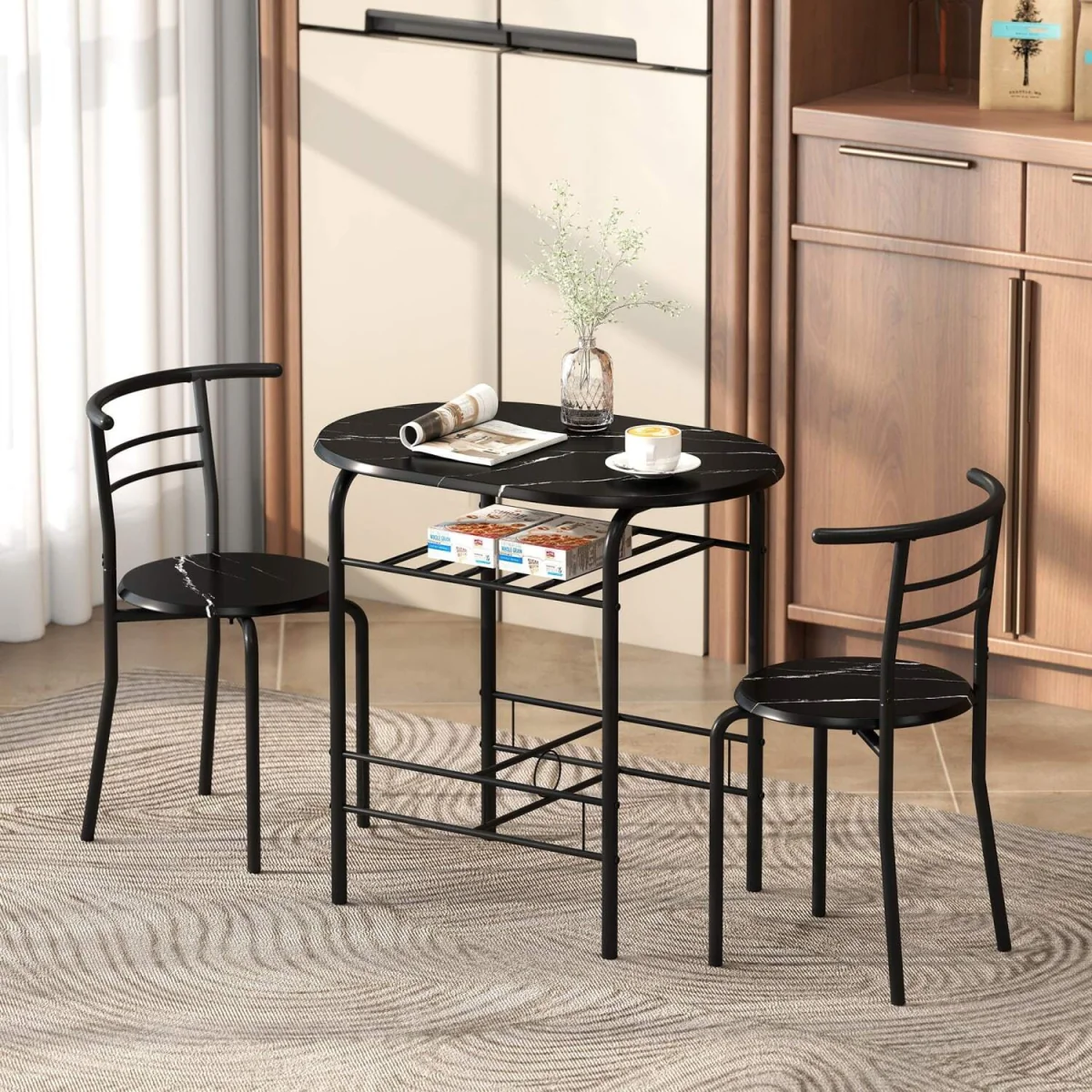 Tolo Black Compact 3-Piece Dining Table and Chair Set – image 4