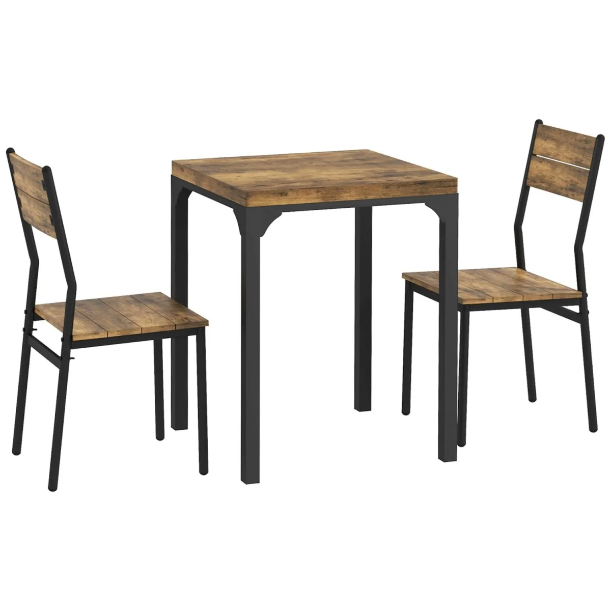 Lulila Rustic Brown 3-Piece Minimal Dining Table and Chair Set – image 3