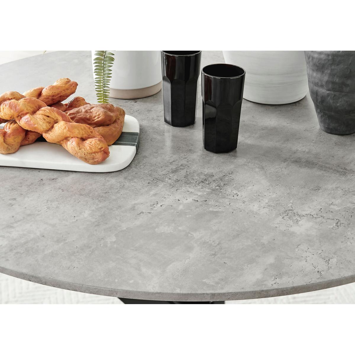 Novara Grey Concrete Black Leg Dining Table  4 Milan Black Leg Chairs - Cappuccino – image 4