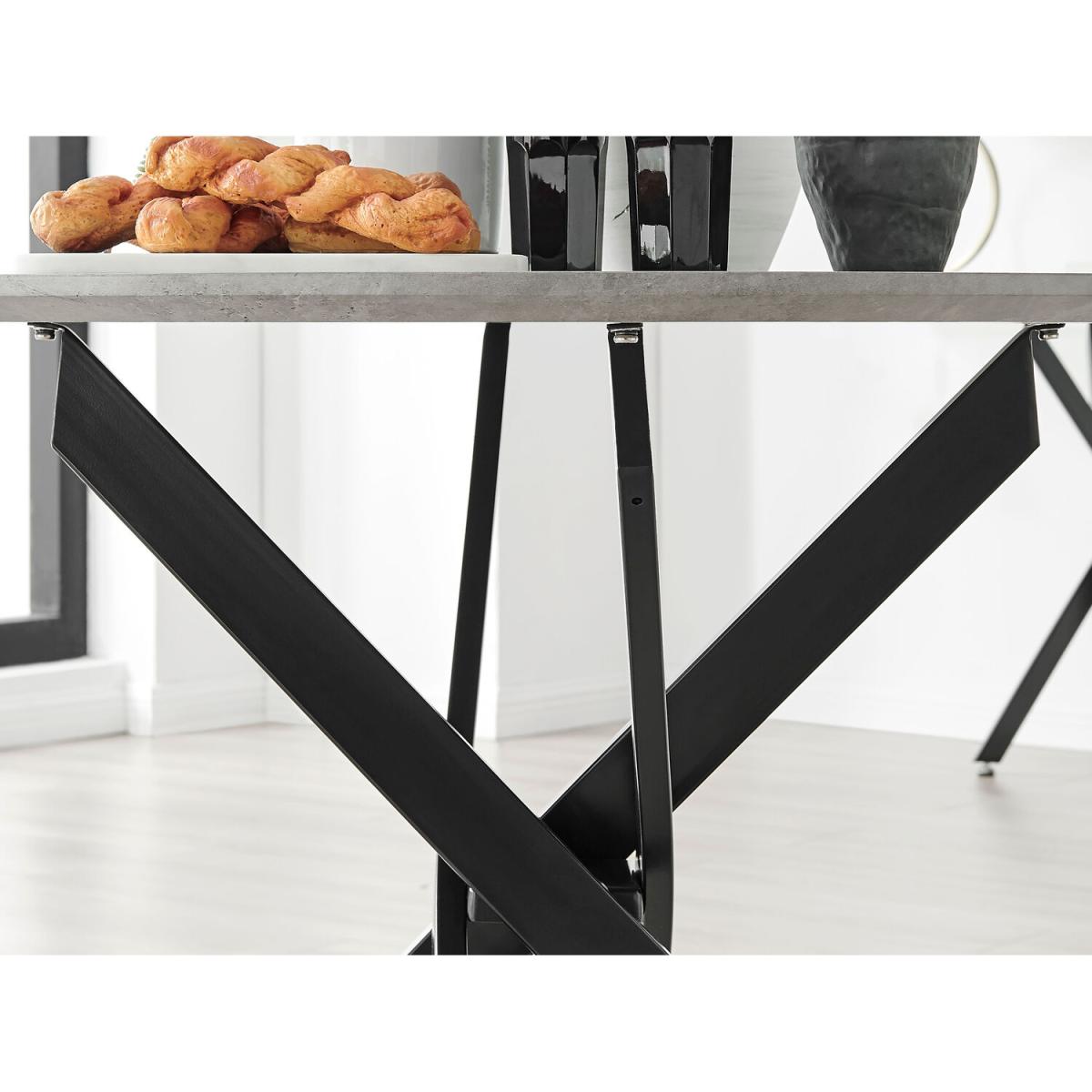 Novara Grey Concrete Black Leg Dining Table  4 Milan Black Leg Chairs - Cappuccino – image 5