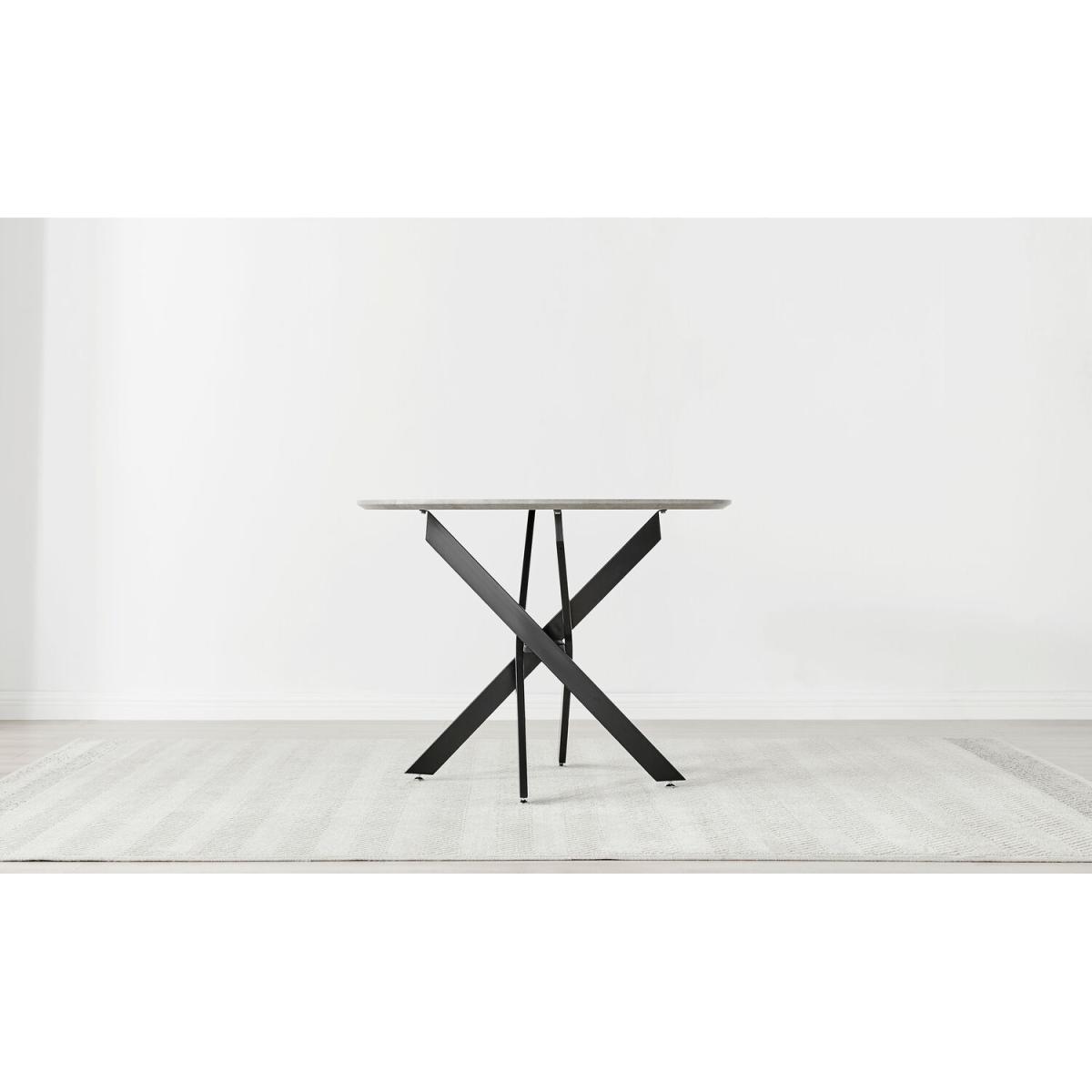 Novara Grey Concrete Black Leg Dining Table  4 Milan Black Leg Chairs - Cappuccino – image 7