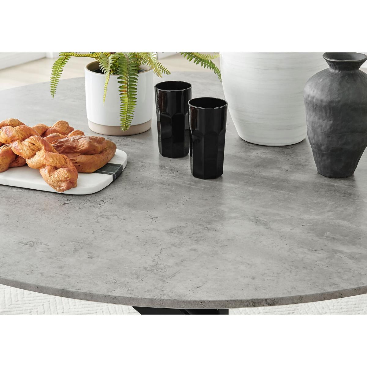 Novara Grey Concrete Black Leg 120cm Dining Table  4 Milan Black Leg Chairs - Black – image 6
