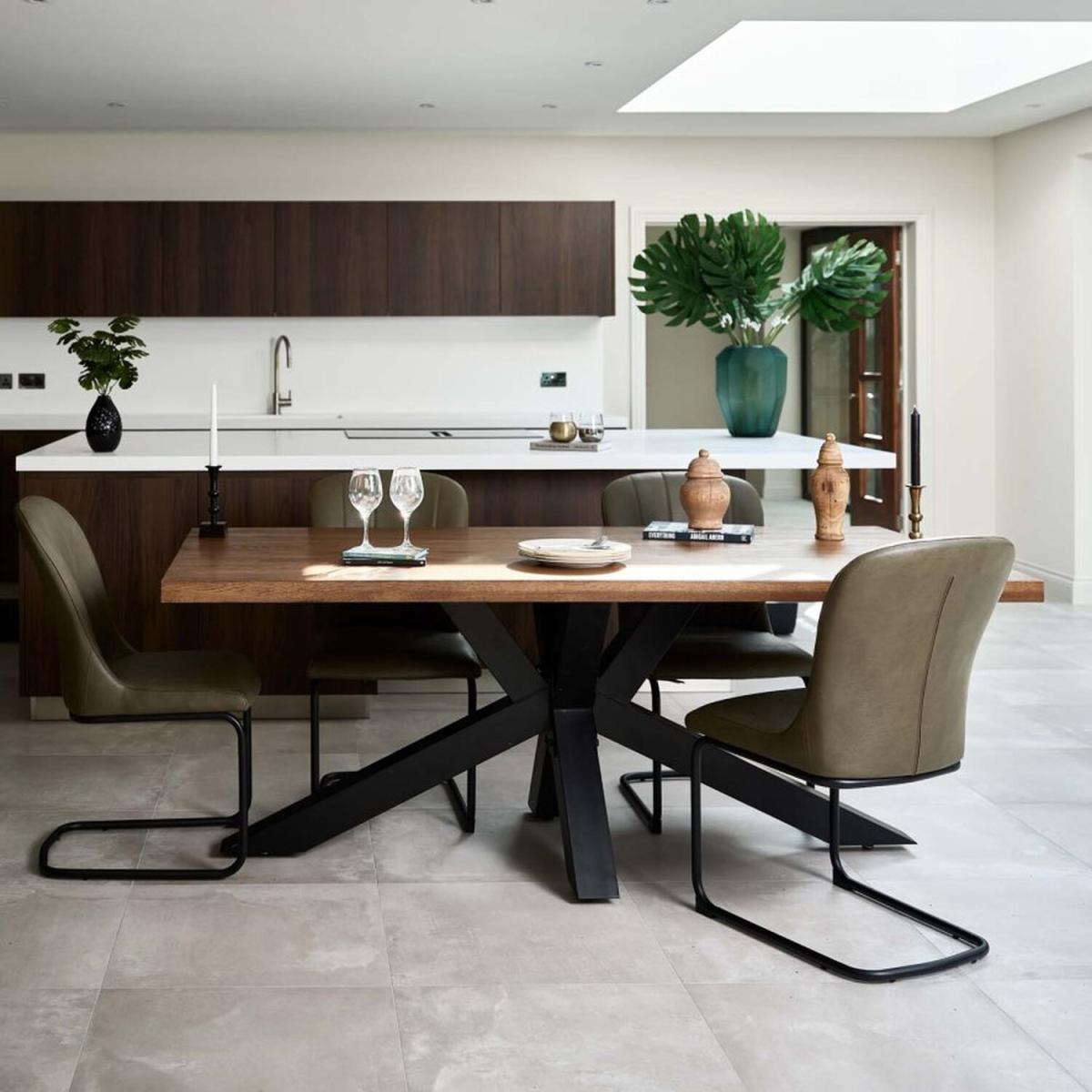 Soho 200cm Dining Table 4 Firenza Dining Chairs - Olive