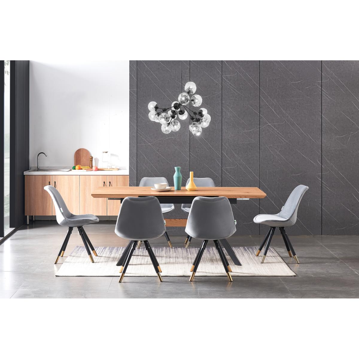 Sofia Blaze LUX Dining Set Includes a Table with Chairs Set of 6 - Light Grey – image 7