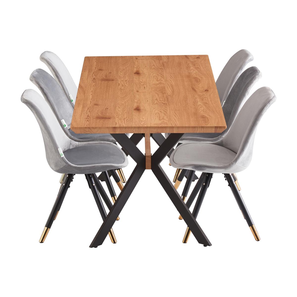 Sofia Blaze LUX Dining Set Includes a Table with Chairs Set of 6 - Light Grey – image 1