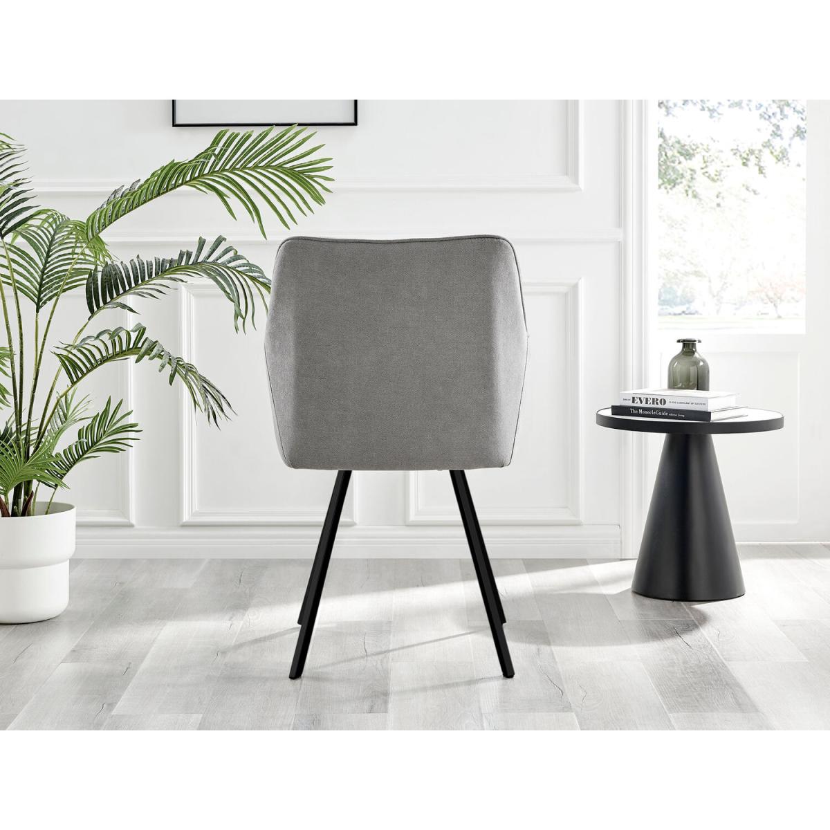Otto Dark Walnut Solid Wood Dining Table and 6 Falun Black Leg Chairs - Light Grey – image 3